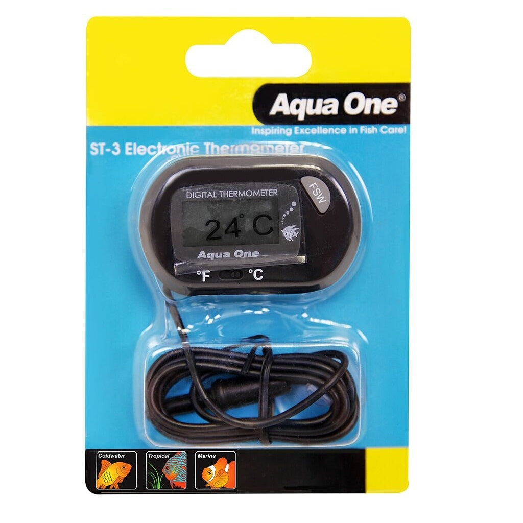 Aqua One ST 3 Digital Water Thermometer - Accurate Temperature Gauge for Aquariums, Fish Tanks & Pools | Perfect for Home, Office & Outdoor Use