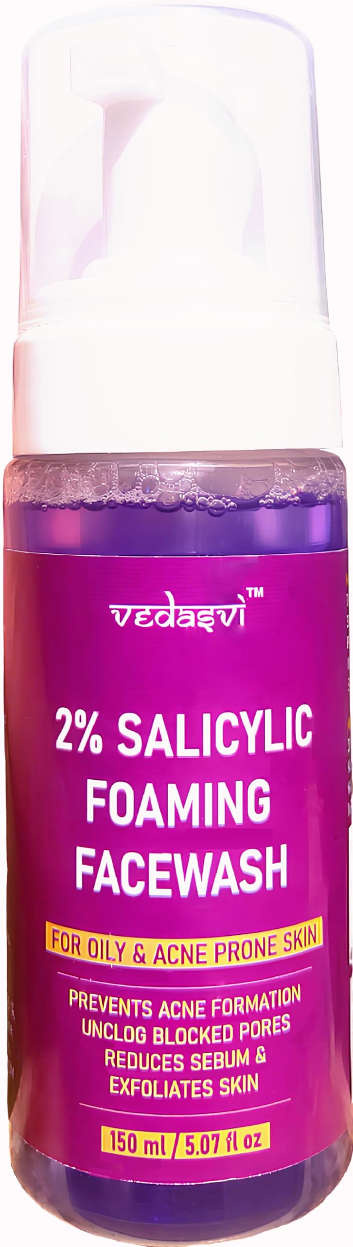 Vedasvi Foaming Face Wash with 2% Salicylic Acid & Niacinamide - Acne Treatment for Oily Skin | Pore Unclogging & Exfoliating Formula for Clear Skin | 150ml | Perfect for Daily Skincare Routine & Preventing Breakouts