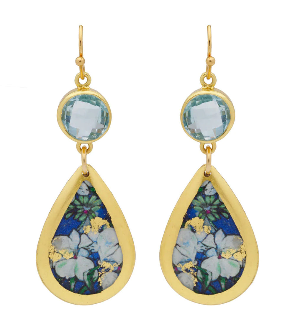 Lily White Blue Topaz Teardrop Earrings - Elegant Dangle Earrings for Women, Perfect for Weddings, Parties & Special Occasions