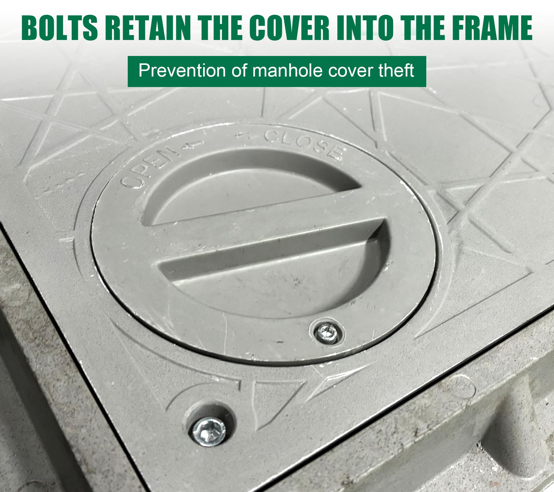 20x20in Lockable Anti-Theft FRP Manhole Cover with 2 Pipe Holes - 24x24in Reinforced Steel Sewer Cover Frame - Non-Slip Recessed Square Septic Tank Lid with Handles for Underground Utility Access, Drainage Systems & Stormwater Management