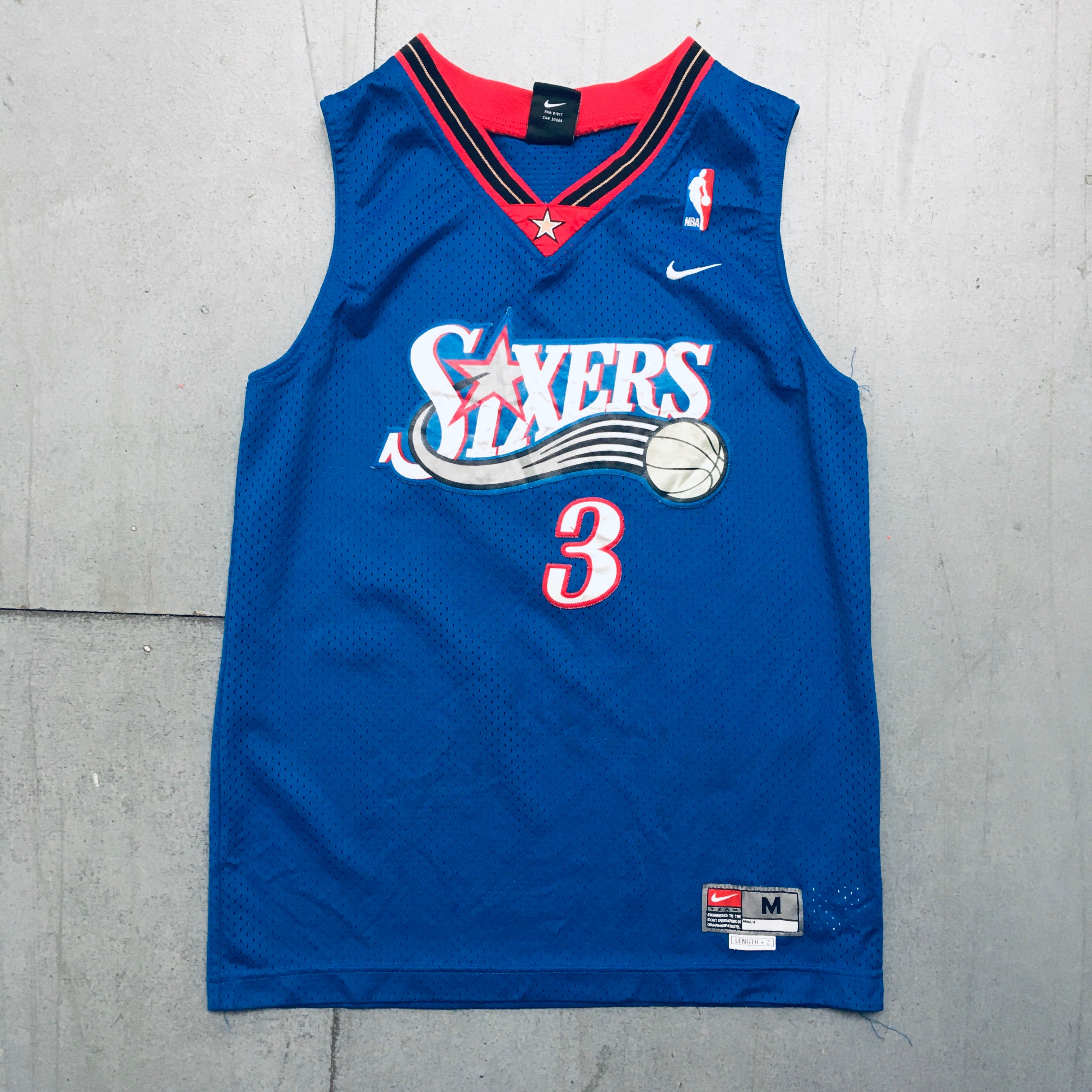 Authentic Philadelphia 76ers Allen Iverson 1997-98 Blue Nike Stitched NBA Jersey - XS Size - Perfect for Game Day, Collecting & Basketball Fans