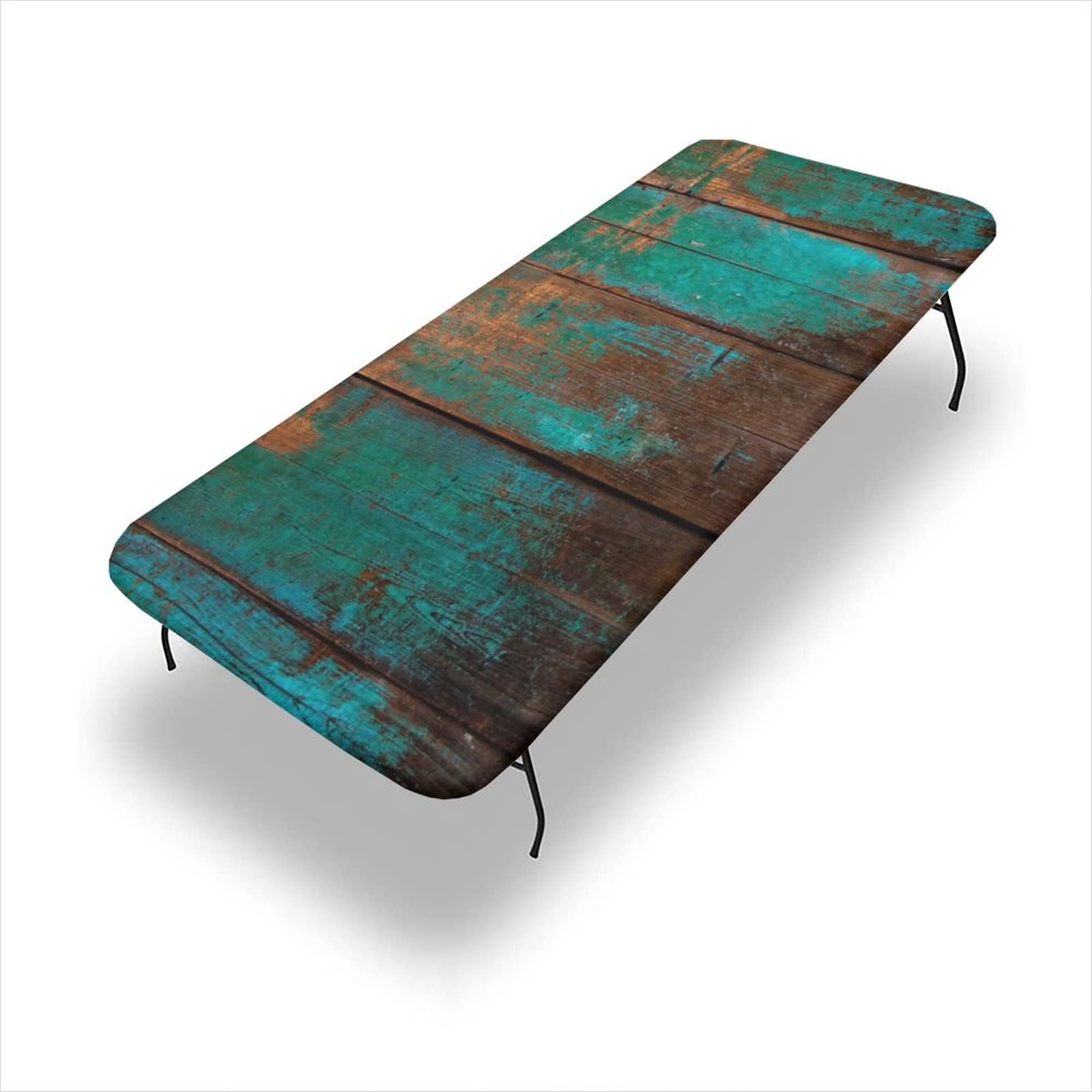 Rustic Green Barn Wood 30x96 Inch Elastic Edge Fitted Tablecloth - Rectangle Stretch Table Cover for Outdoor Picnic, Camping, Parties & Events - Perfect for Patio Dining, BBQ Gatherings & Wedding Decor