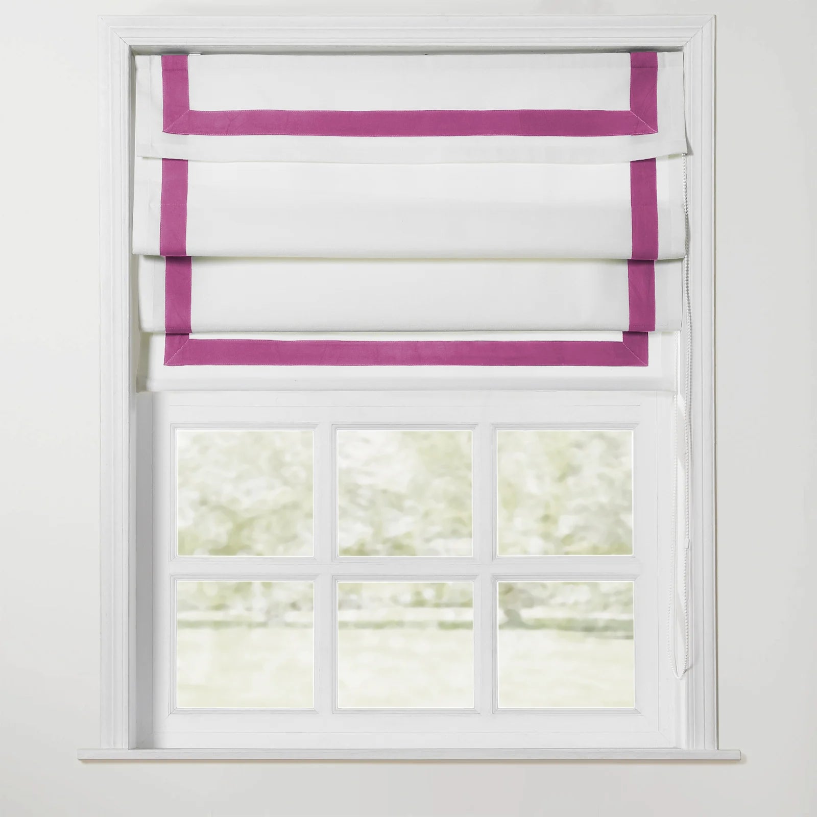 Tyrone Roman Shade with Border Cord Lift - Classic Window Treatment for Living Room & Bedroom - Blackout Fabric for Light Control & Privacy