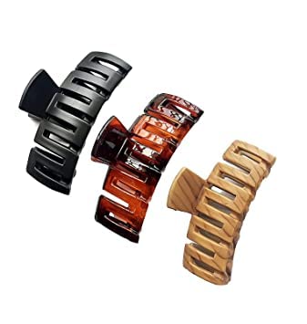 Delush Design Multi-Color Acrylic No-Slip Grip Hair Clips for Women & Girls - Trendy Hair Clutch & Hair Claw (Pack of 3) - Perfect for School, Work, Parties & Everyday Styling