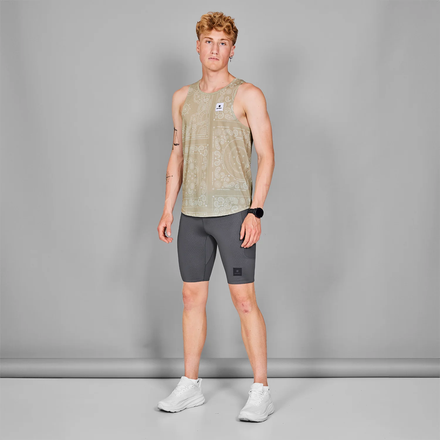 SAYSKY Men's Paisley Print Combat Singlet (1021) - Stylish Workout Top for MMA, Wrestling & Gym Training