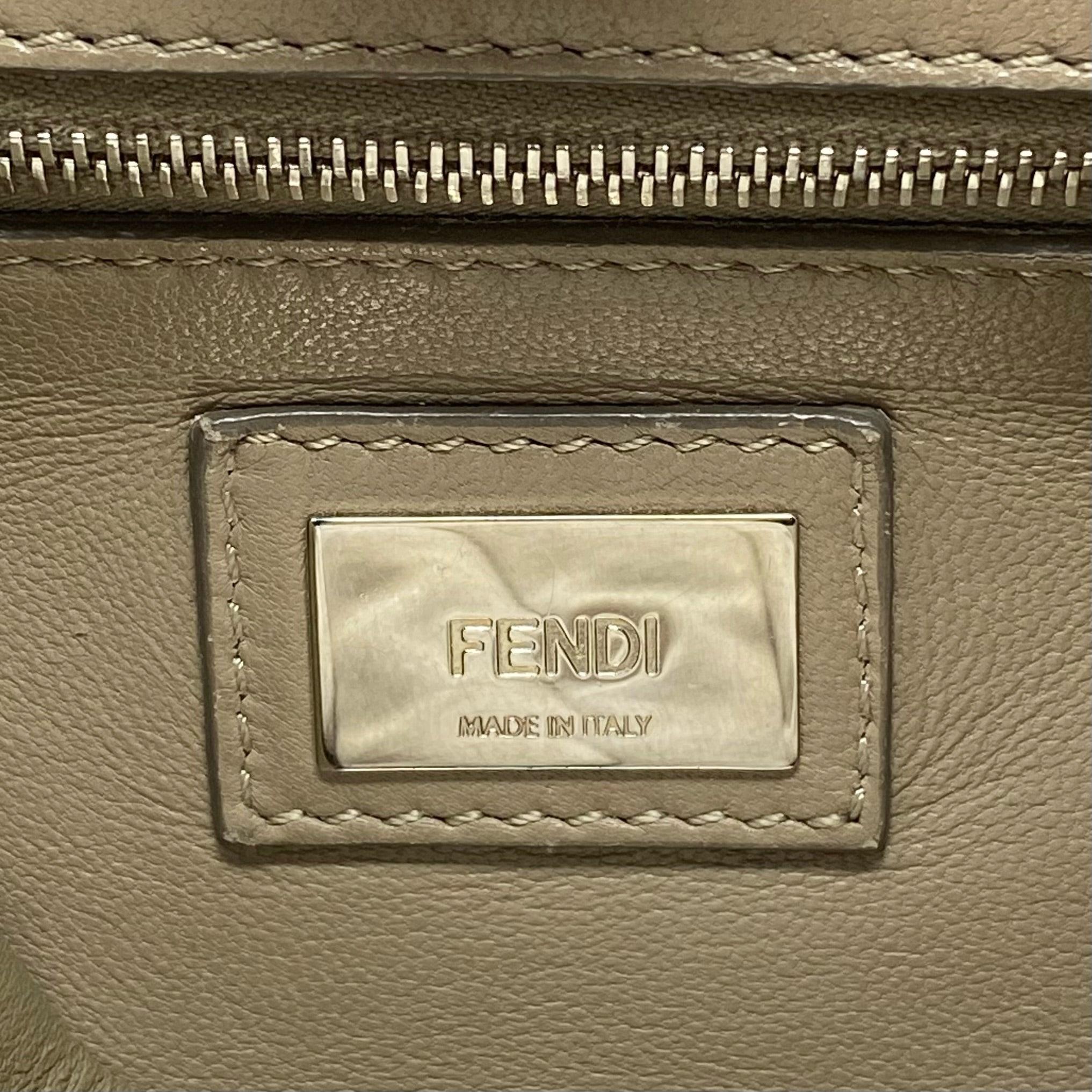 Fendi Grey Mini Peekaboo Leather Crossbody Bag for Women - Luxury Designer Handbag for Work, Travel & Evening Events