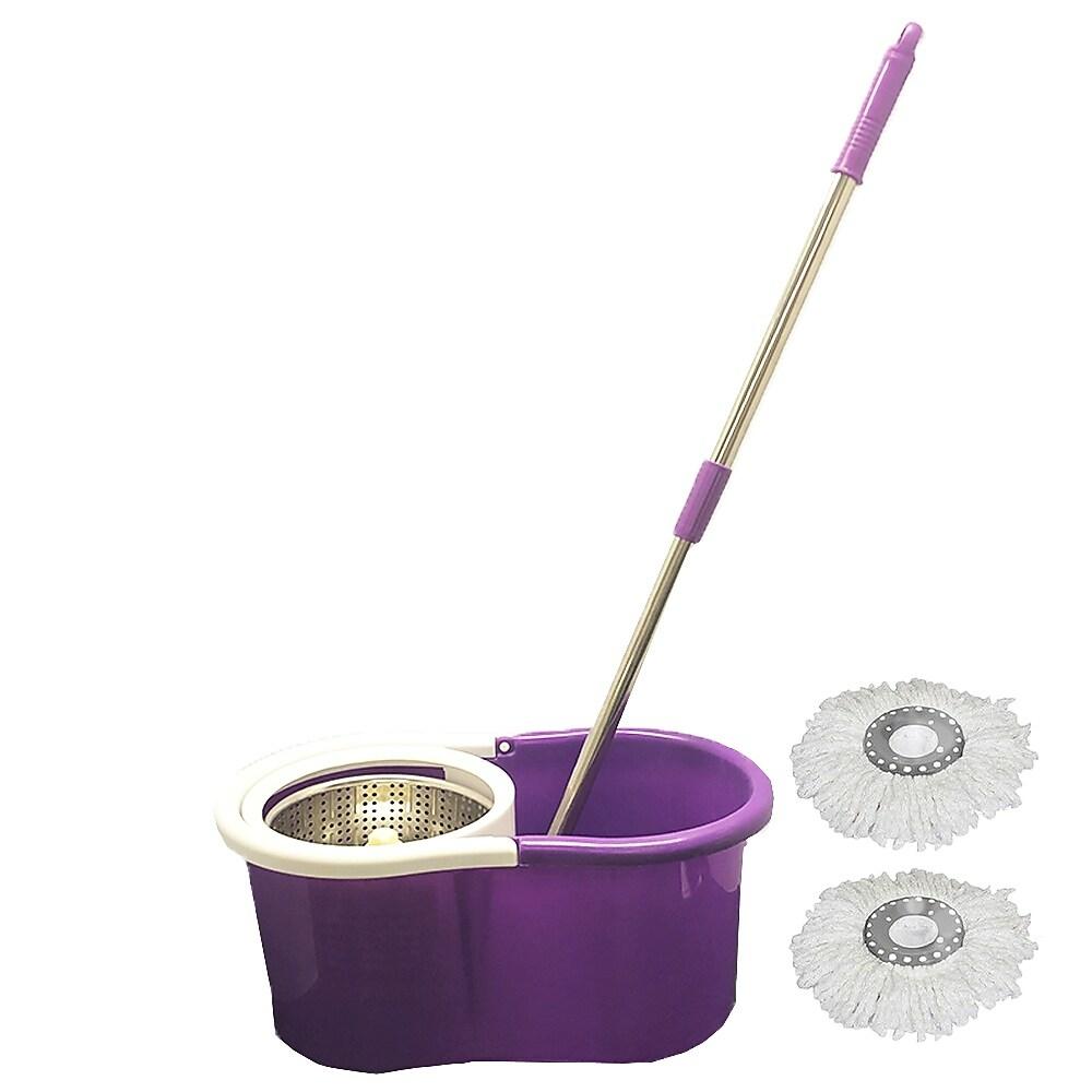 SMART LINK Spin Mop with Stainless Steel Basket - Self Wringing Floor Cleaning Mop for Hardwood, Tile & Laminate Floors - Easy to Use & Efficient Cleaning Tool for Home, Kitchen & Bathroom