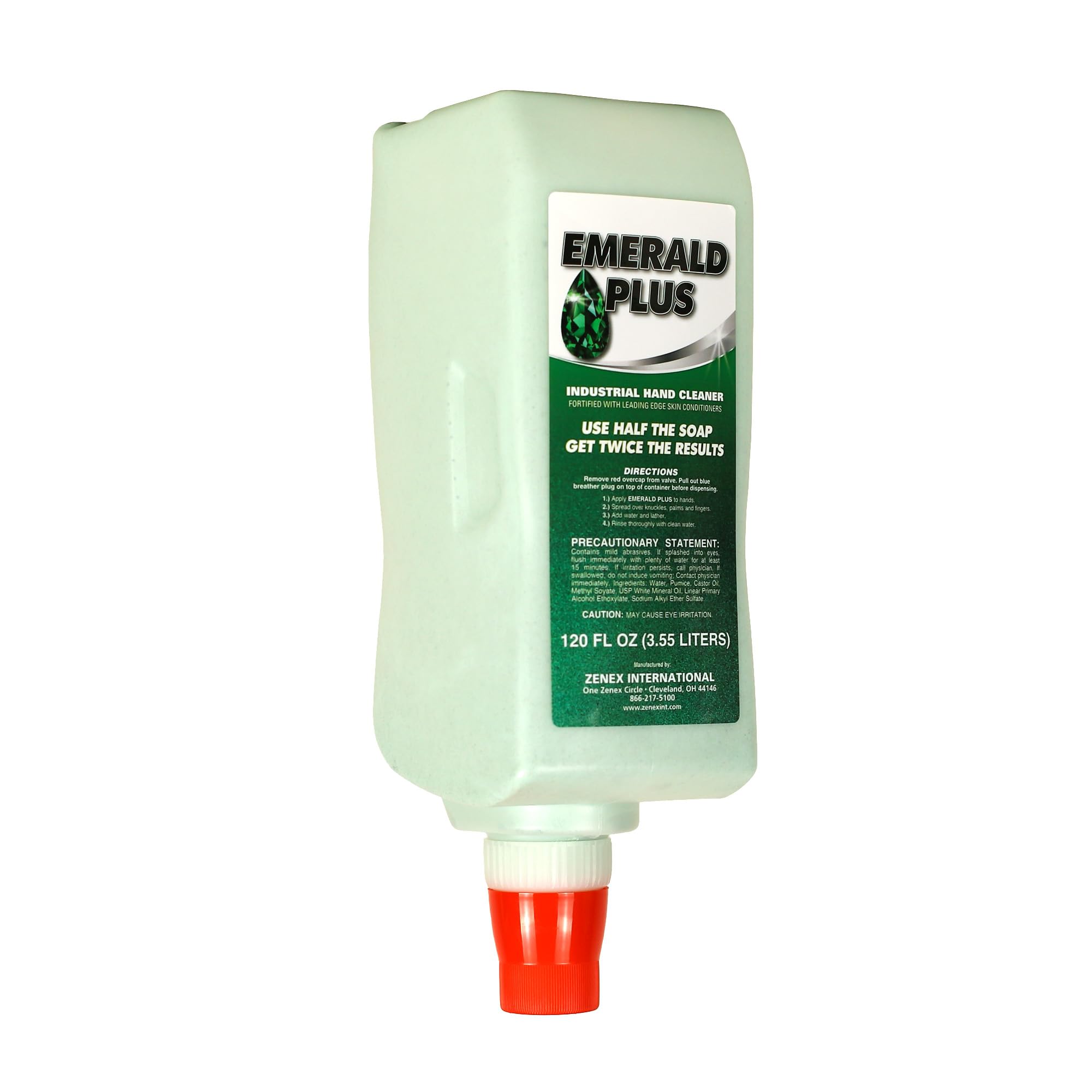 Zenex Emerald Plus Industrial Hand Soap & Dispenser Bundle - 4-Pack 3.55L Heavy Duty Hand Cleaner with Pumice | Wall Mounted Push-Style Dispenser | Grease & Grime Remover | Lemon Scent | Easy Installation | Ideal for Garages, Workshops & Commercial Kitchens