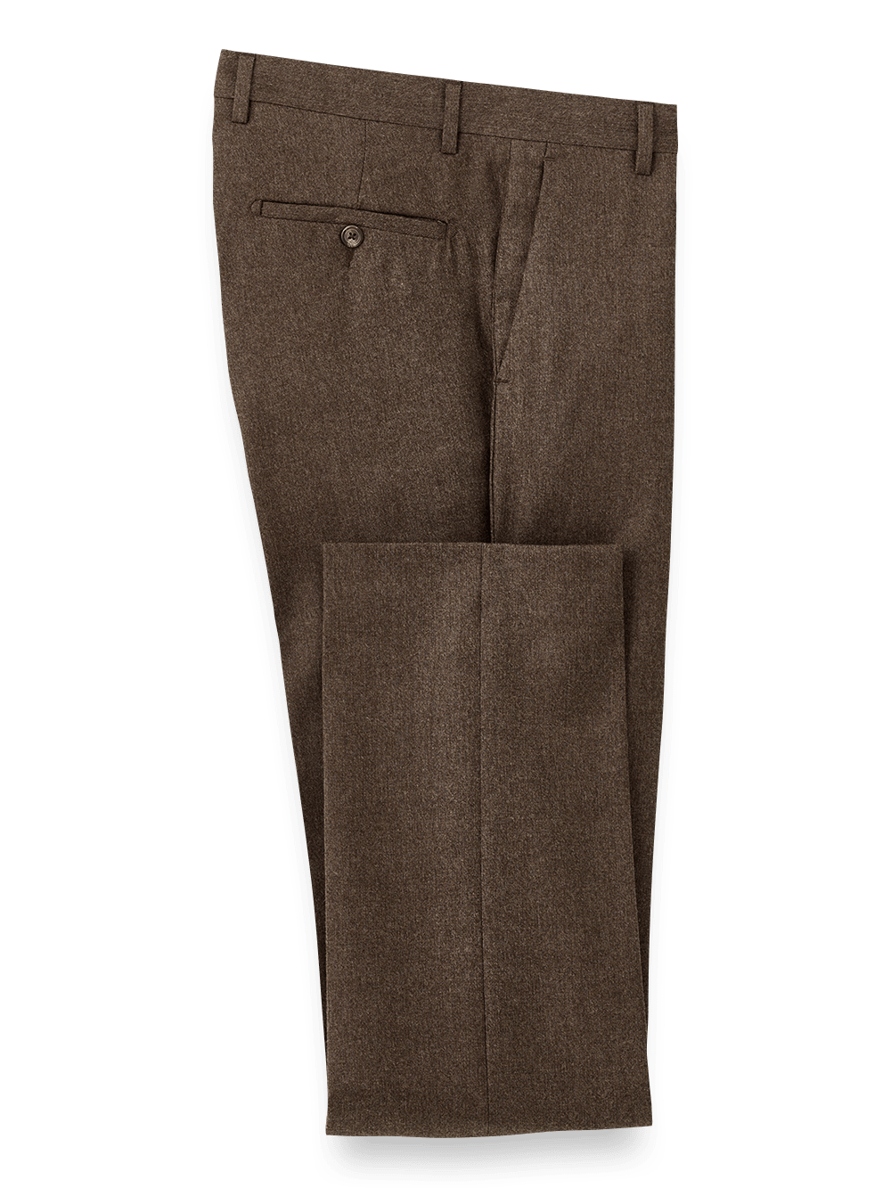 Premium Wool Flannel Flat Front Pants for Men - Comfortable & Stylish Brown Dress Pants for Office, Business Casual & Winter Wear