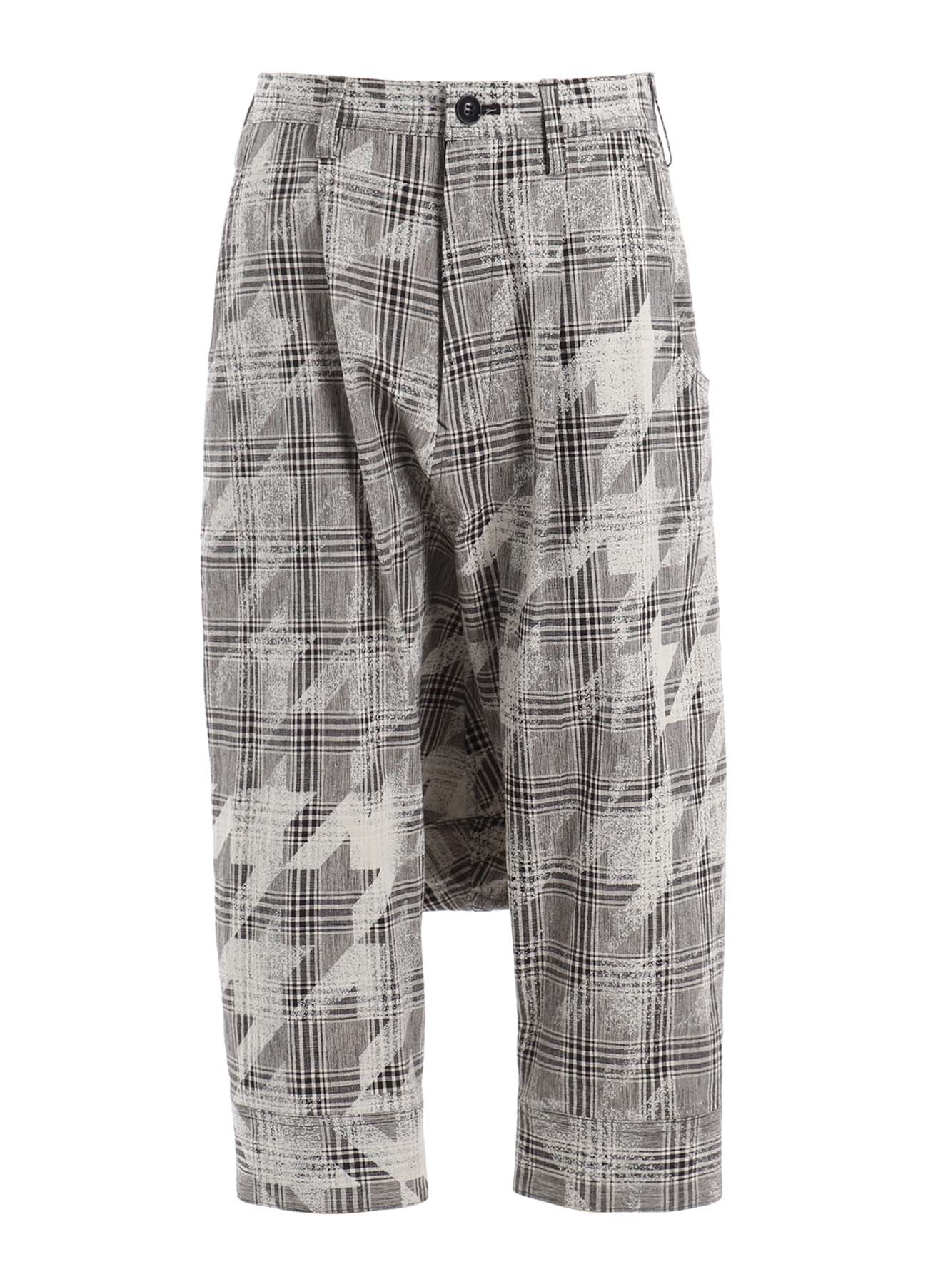 Stylish Cotton Linen Plaid Houndstooth Sarouel Pants with Cuffed Hem - Perfect for Casual Wear, Street Fashion & Boho Outfits