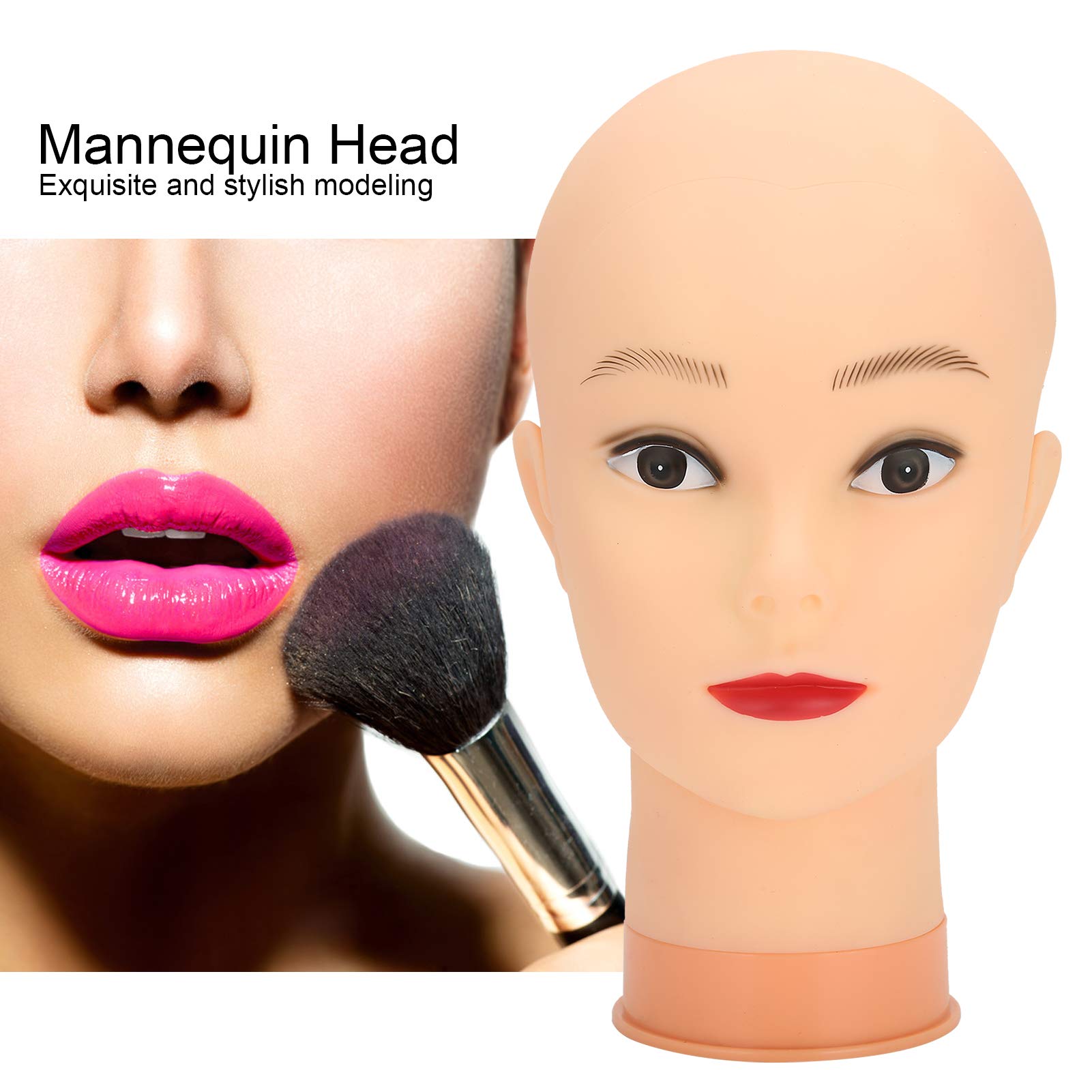 Professional Jonlaki Bald Mannequin Head for Makeup Training - Wig, Hat & Eyeglasses Display Head with Removable Makeup - Perfect for Salon, Barber & Cosmetology School Practice