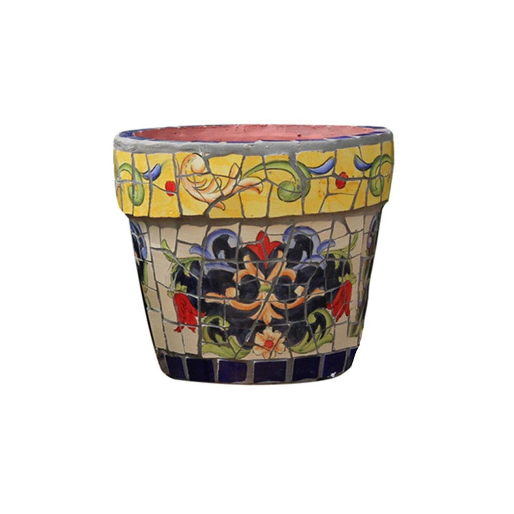 Modern Ceramic Floral Embossed Decorative Planter - 8.6 Inch Blue Flower Pot with Drainage for Indoor Plants, Succulents, Herbs | Perfect for Home, Office, Patio Decor