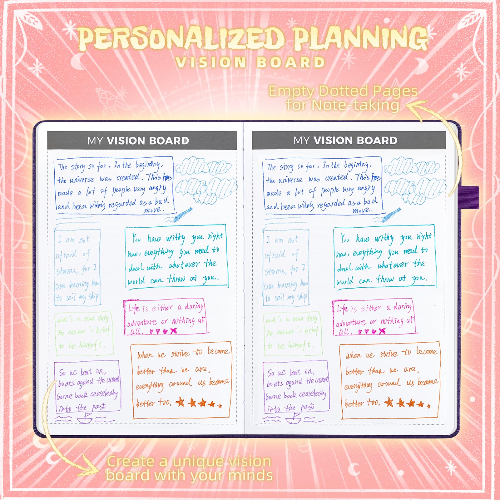 Ospelelf 2025 Leather Undated Daily Planner (5.5 x 8.5'') - Weekly & Monthly Life Organizer, Productivity Journal Notebook with Stickers, A5 Hardcover (Pink) | Perfect for Work, School, Goal Tracking & Personal Planning