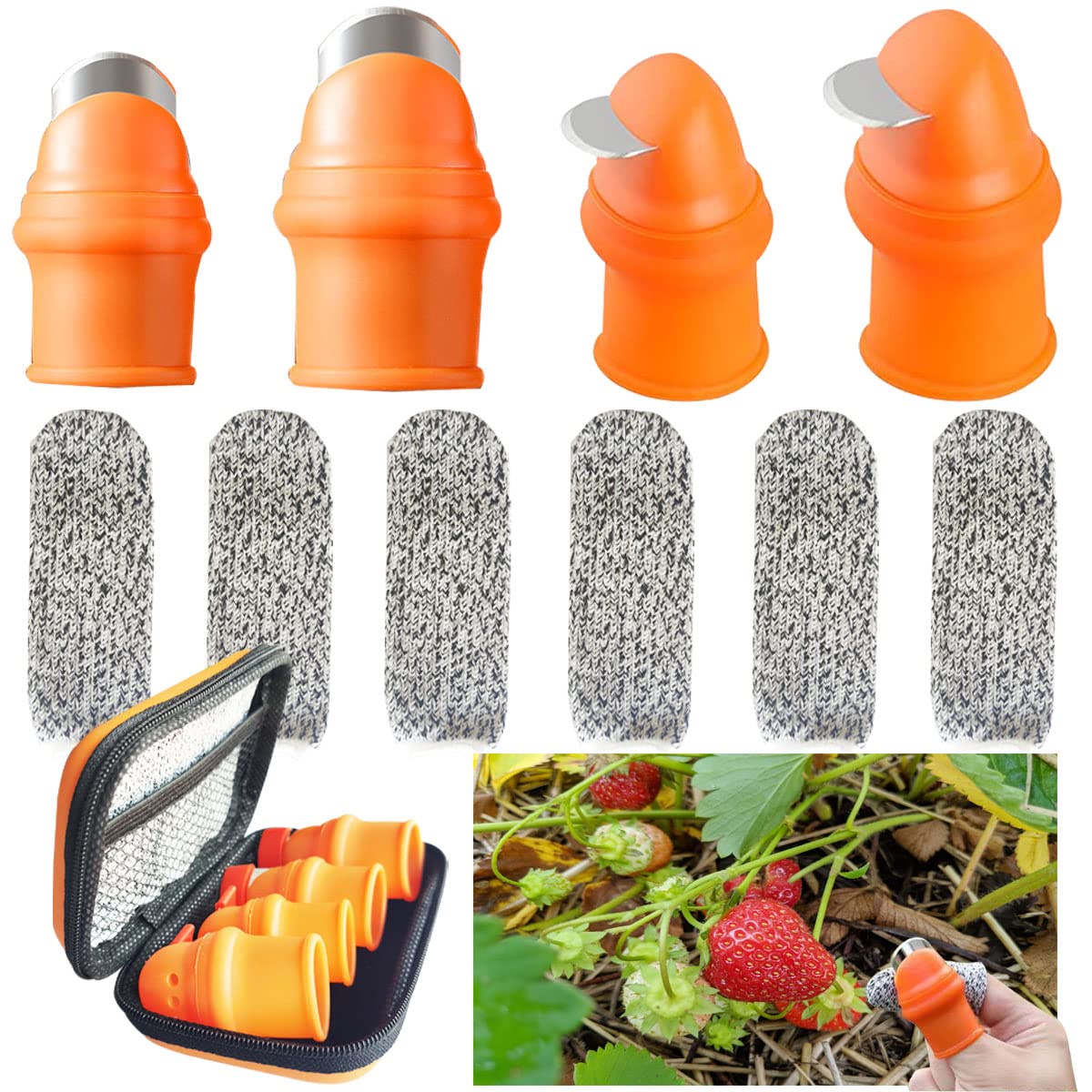 Gardening Thumb Knife with Protective Case - Finger Pruner Tool for Gardeners, Plant Trimming & Fruit Picking - Orange Thumb Cutter for Vegetables, Herbs & Flowers - Perfect for Harvesting, Pruning & Gardening Tasks