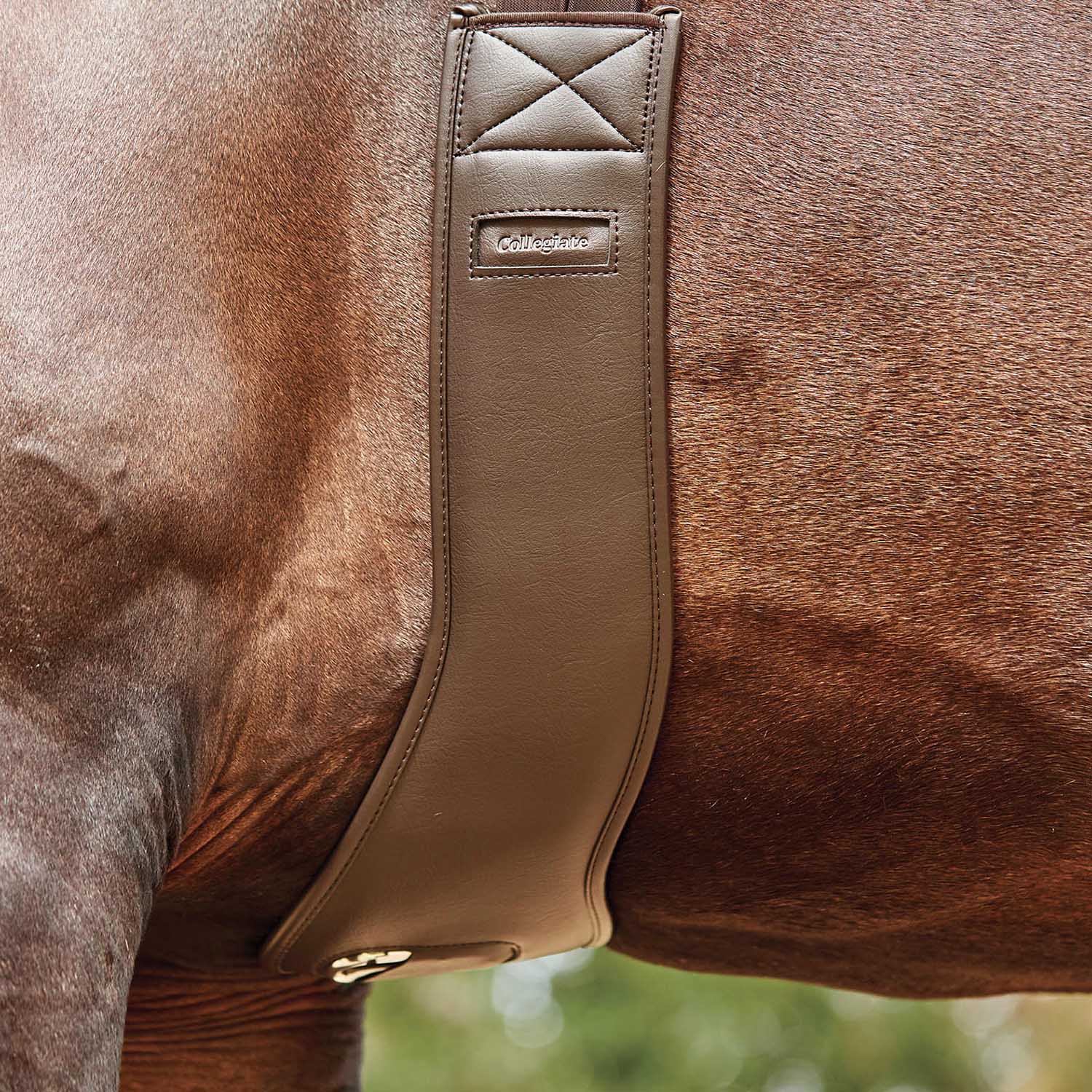 Premium Collegiate Anatomic Girth for Horses - Comfortable Brown Leather Equestrian Girth for Dressage, Jumping & Trail Riding