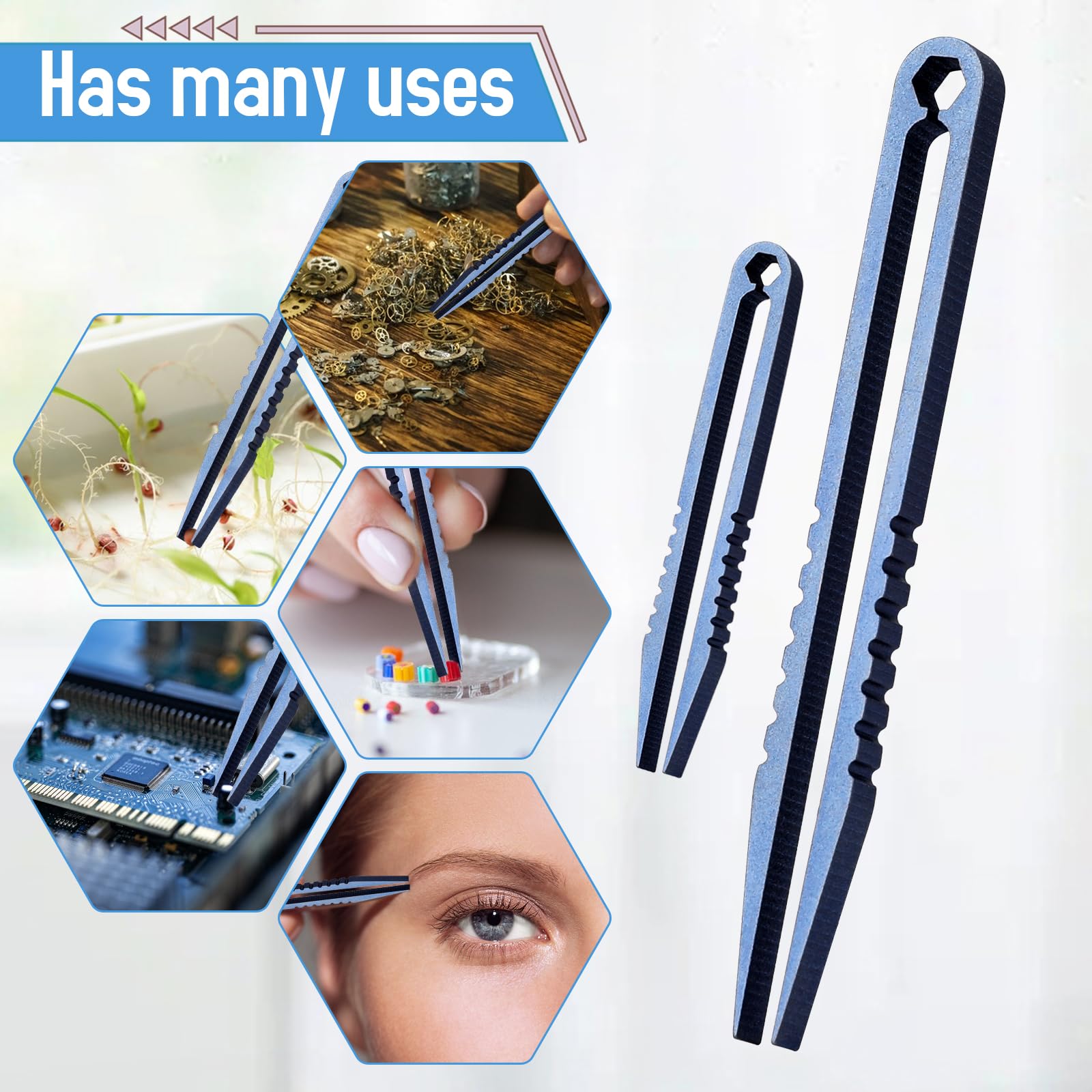 2Pcs Mini Titanium Tweezers - Premium Alloy EDC Tweezers for Travel, First Aid, Eyebrow Plucking & Electronics Repair | Portable Small Tweezers for Everyday Carry Tools & Gadgets