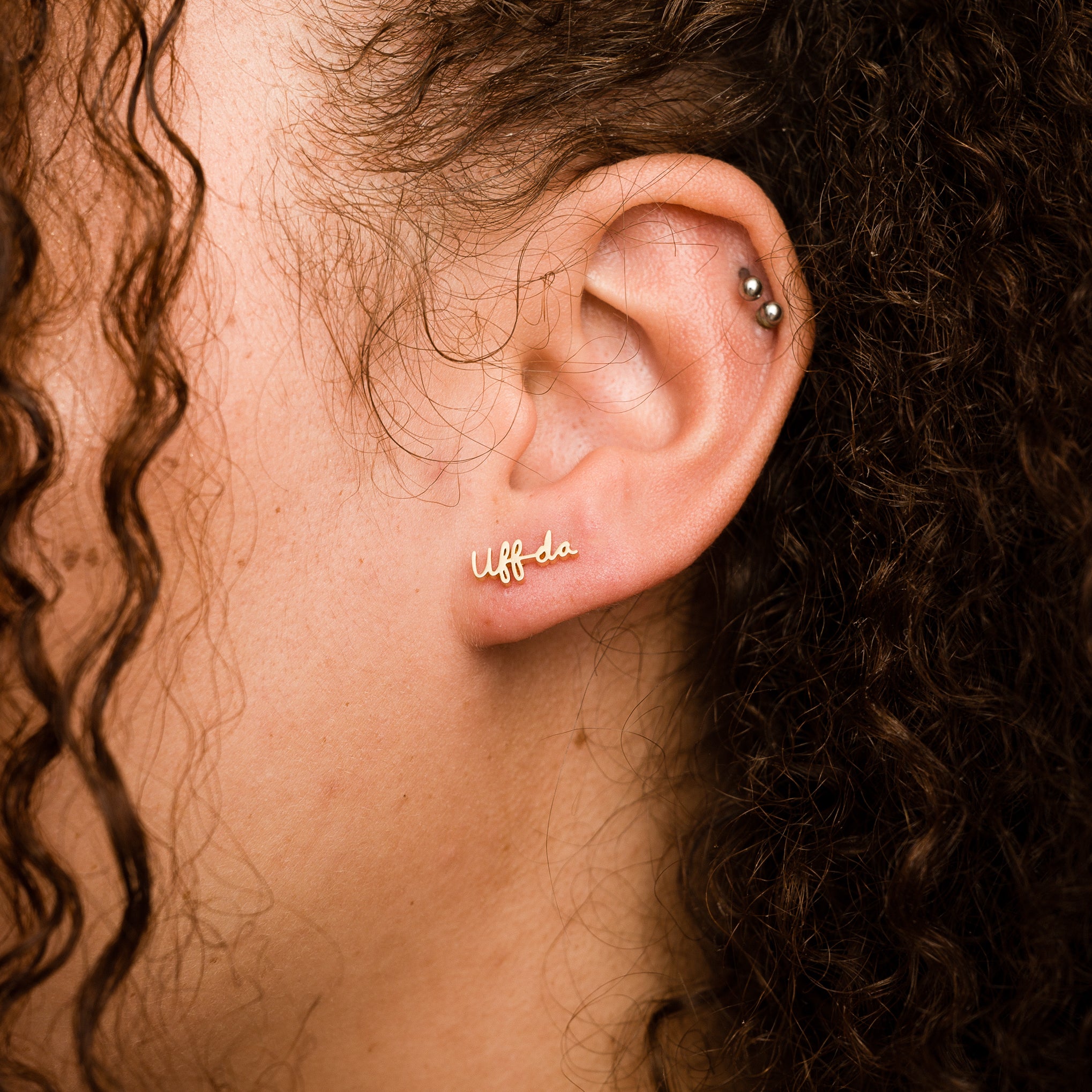 Uff da Script Studs - Trendy Rhinestone Stud Earrings for Women | Perfect for Parties, Weddings & Everyday Wear