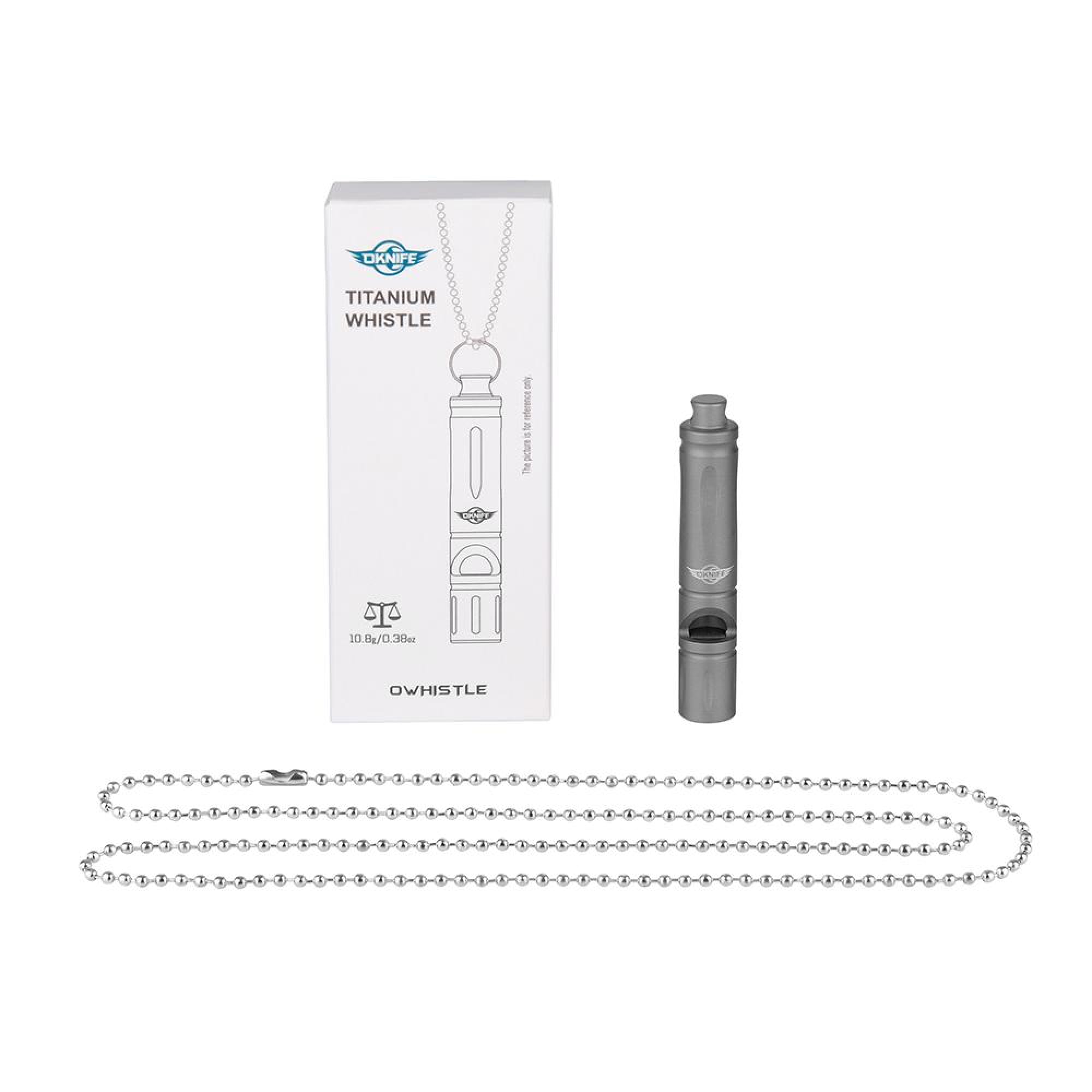 OKNIFE Owhistle Titanium EDC Mini Whistle - Survival Gear for Outdoor Adventures, Hiking, Camping & Emergency Preparedness (Grey)