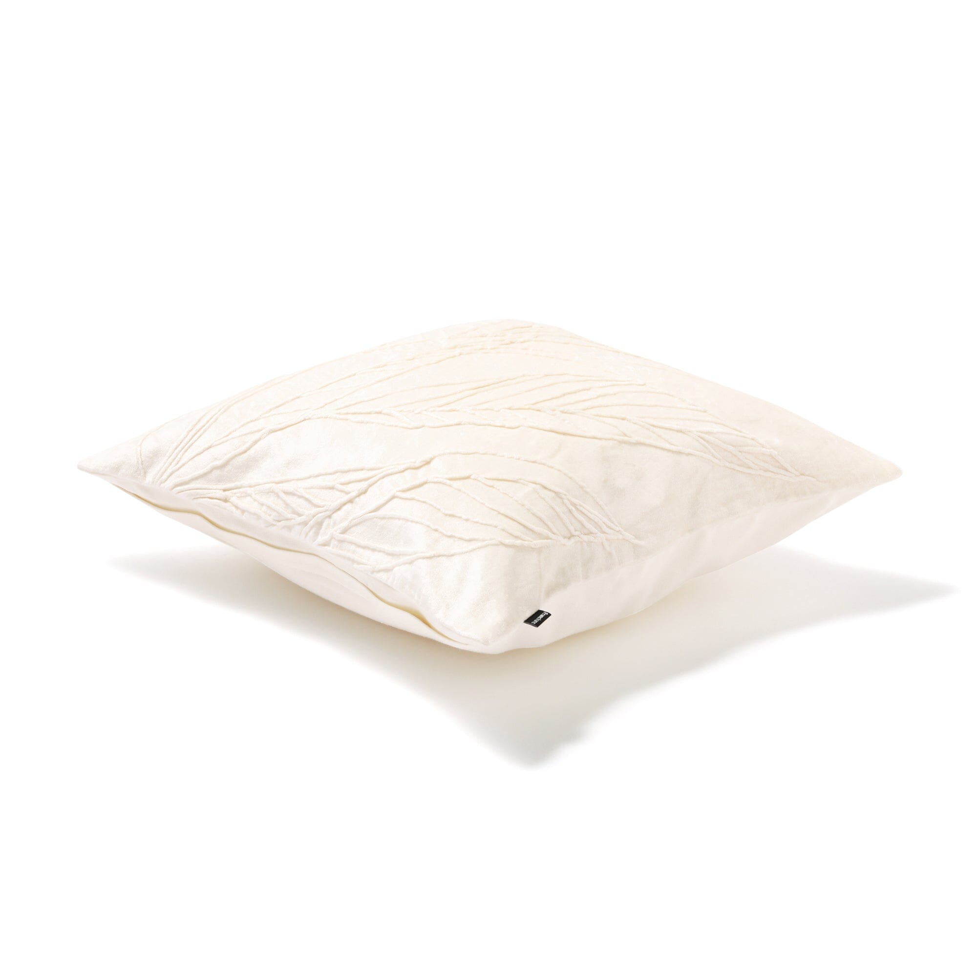 Leaf Embroidery Cushion Cover 18x18 Inches White - Elegant Home Decor for Sofa, Bed & Living Room