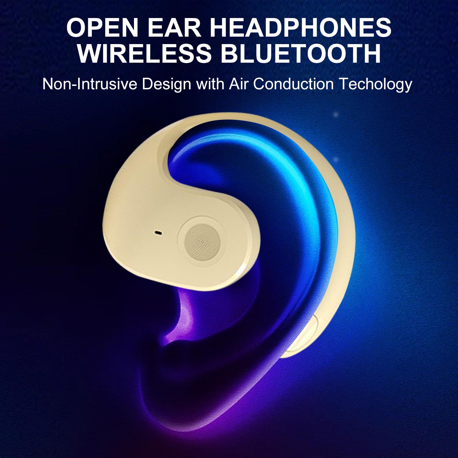 LMQ Open Ear Wireless Bluetooth 5.4 Earbuds - 36H Playtime, Secure Earhooks, Built-in Mic - Perfect for Running, Gym & Outdoor Sports (Compatible with Android/iOS)