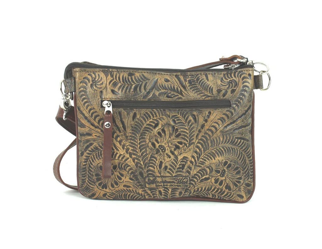 American West Leather Lariats & Lace Multi-Compartment Crossbody Bag for Women | Western Style Purse with Multiple Pockets | Perfect for Travel, Shopping and Everyday Use