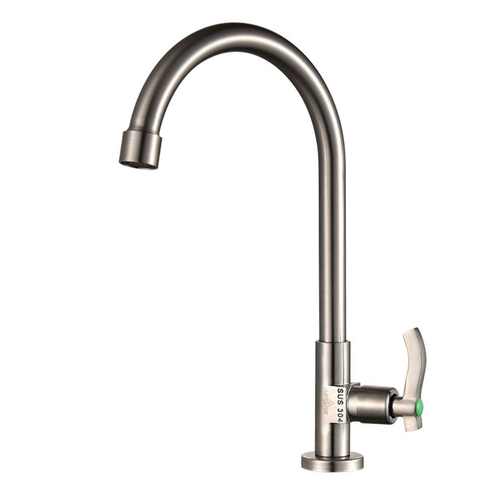 Modern Brushed Nickel Kitchen Faucet - Single Handle 360° Swivel High Arc Sink Faucet with Hot & Cold Water Control - Perfect for Bathroom, Kitchen, and Utility Sink Installation - Brushed Nickel Finish
