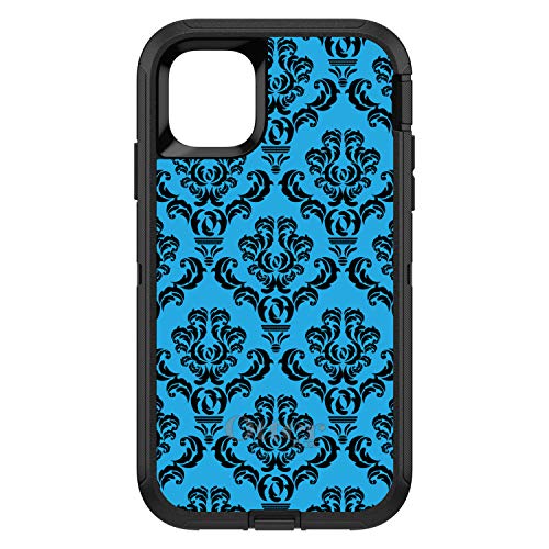 Blue Black Damask Pattern On Black Case
