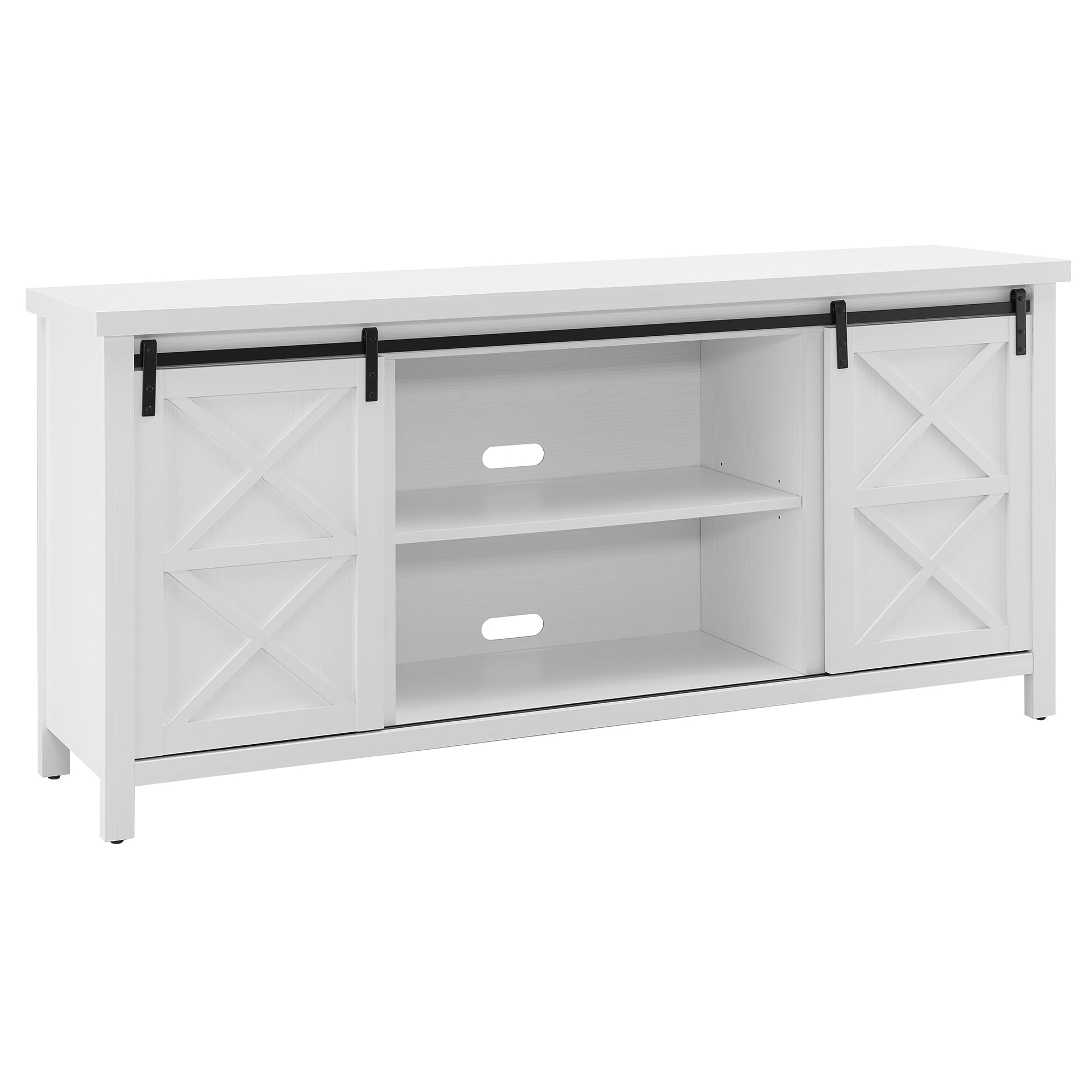 Elmwood 80 Inch White Rectangular TV Stand - Modern Entertainment Center for Living Room, Bedroom & Home Theater