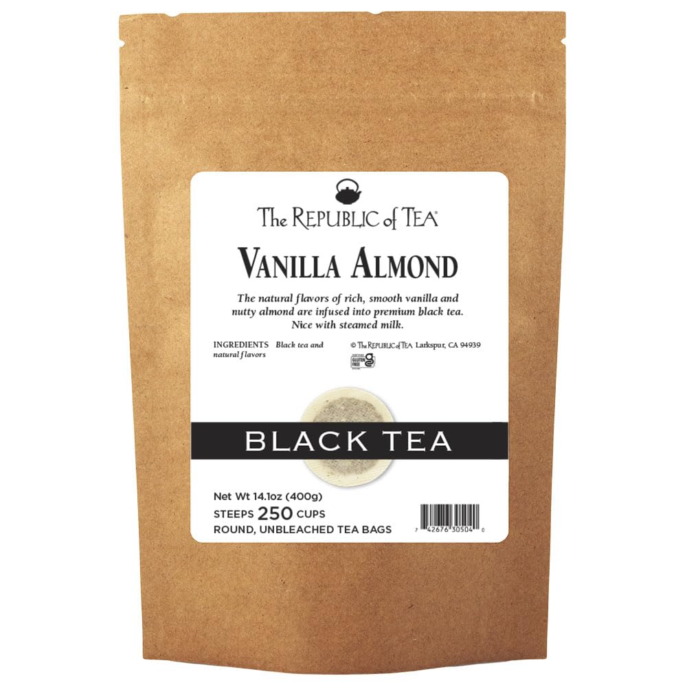 Republic of Tea Vanilla Almond Black Tea - 250 Premium Tea Bags, Naturally Caffeinated | Perfect for Morning Boost, Afternoon Relaxation & Gourmet Gifts