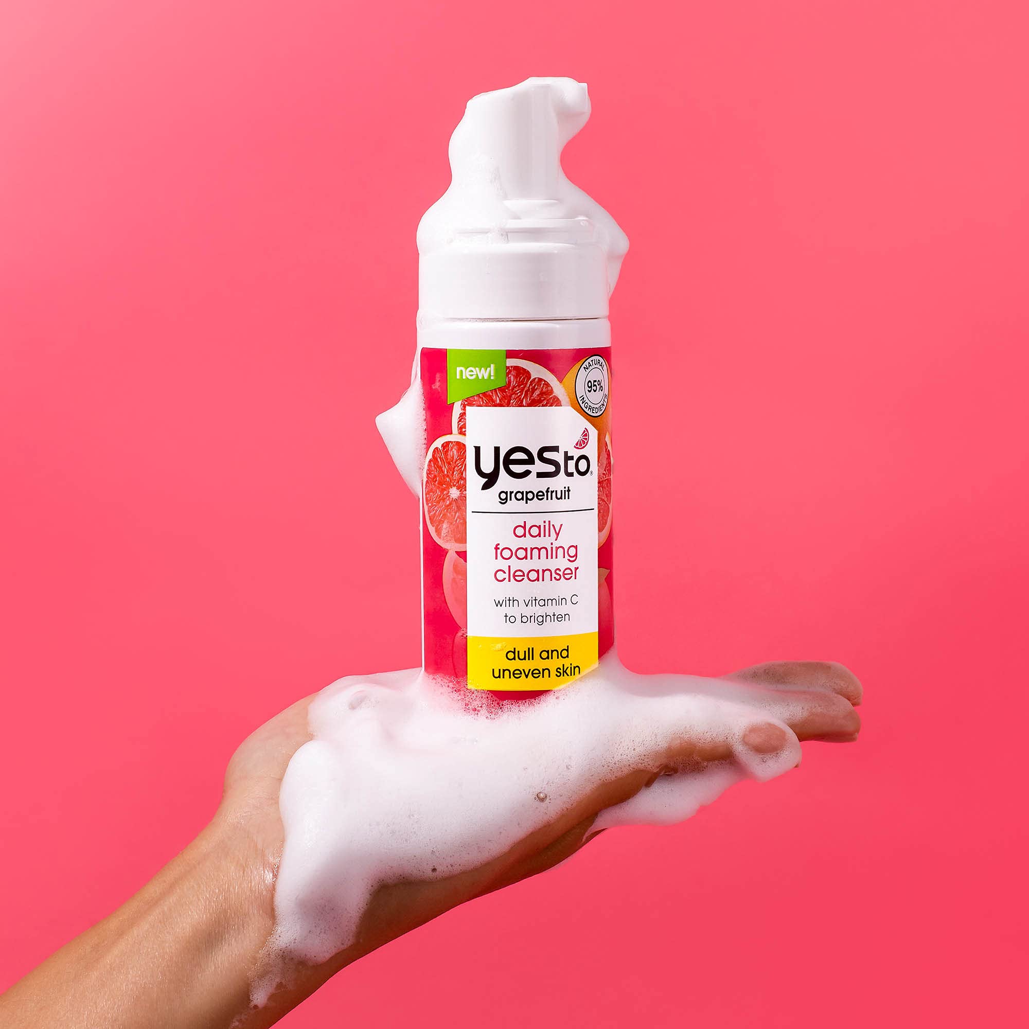Yes To Grapefruit Vitamin C Brightening Foaming Face Wash - Natural Vegan Cruelty-Free Makeup Remover & Daily Cleanser for Glowing Skin (5 Fl Oz) | Perfect for Morning & Night Skincare Routine