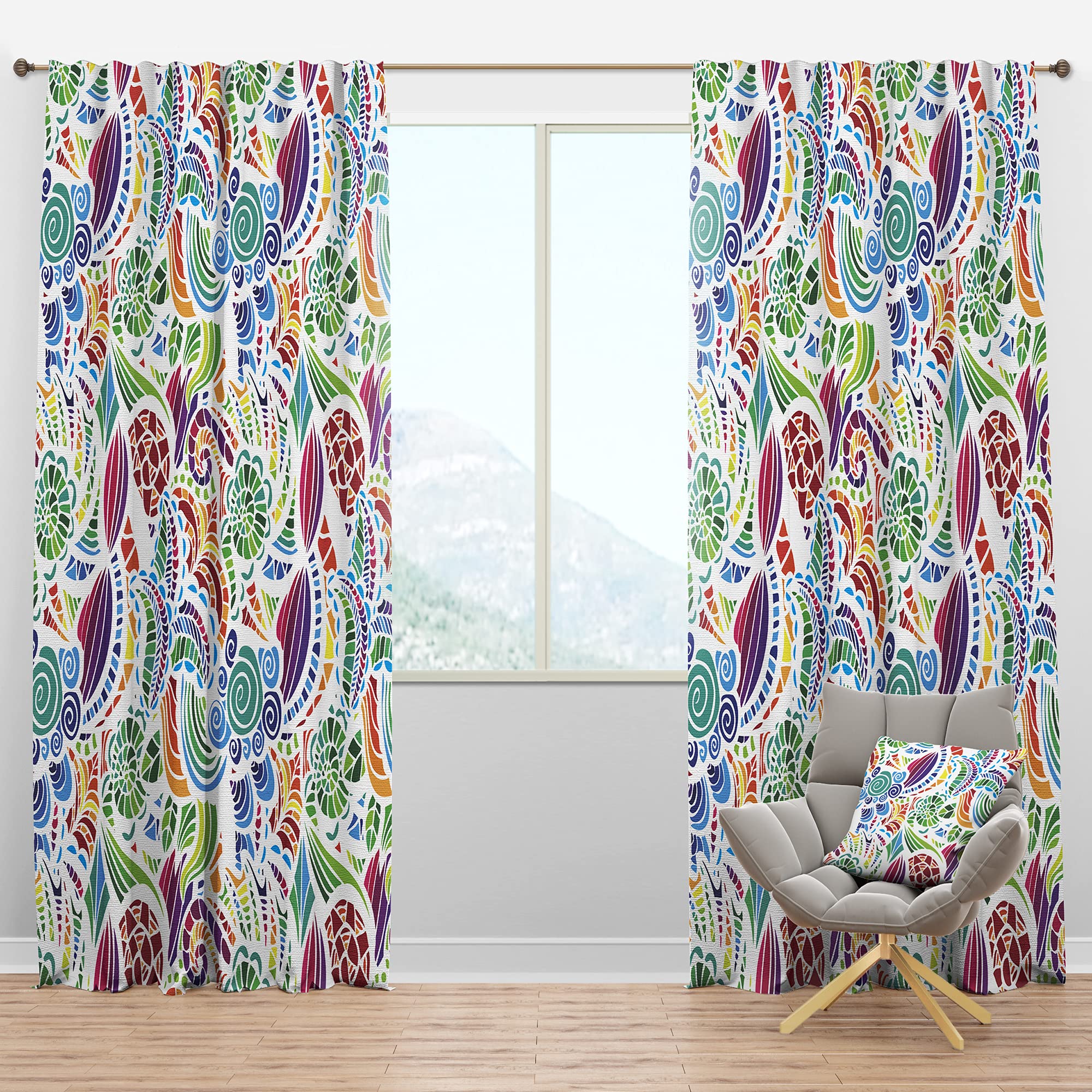 DesignQ Blackout Curtains - Colorful Mosaic Pattern Thermal Insulated Room Darkening Drapes for Bedroom & Living Room (52x95, Single Panel) - Perfect for Home Decor, Privacy & Light Control