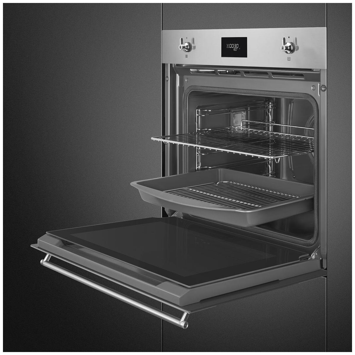 Smeg 60cm Classic Pyrolytic Self-Cleaning Oven - Stainless Steel SOPA6301TX | Professional Kitchen Appliance for Baking, Roasting & Cooking at Home