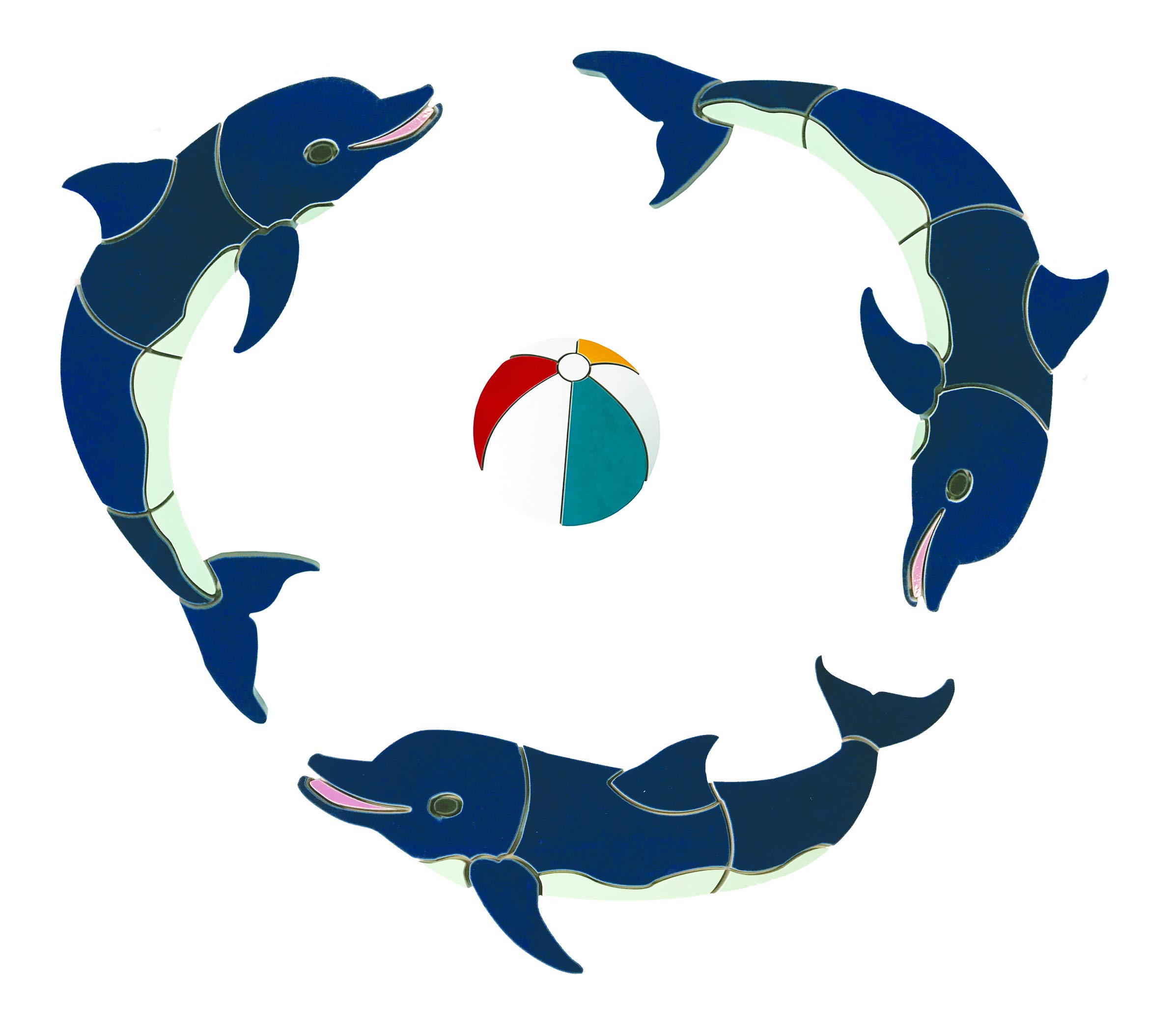 Dolphin & Beach Ball Porcelain Pool Mosaic Tile - 26