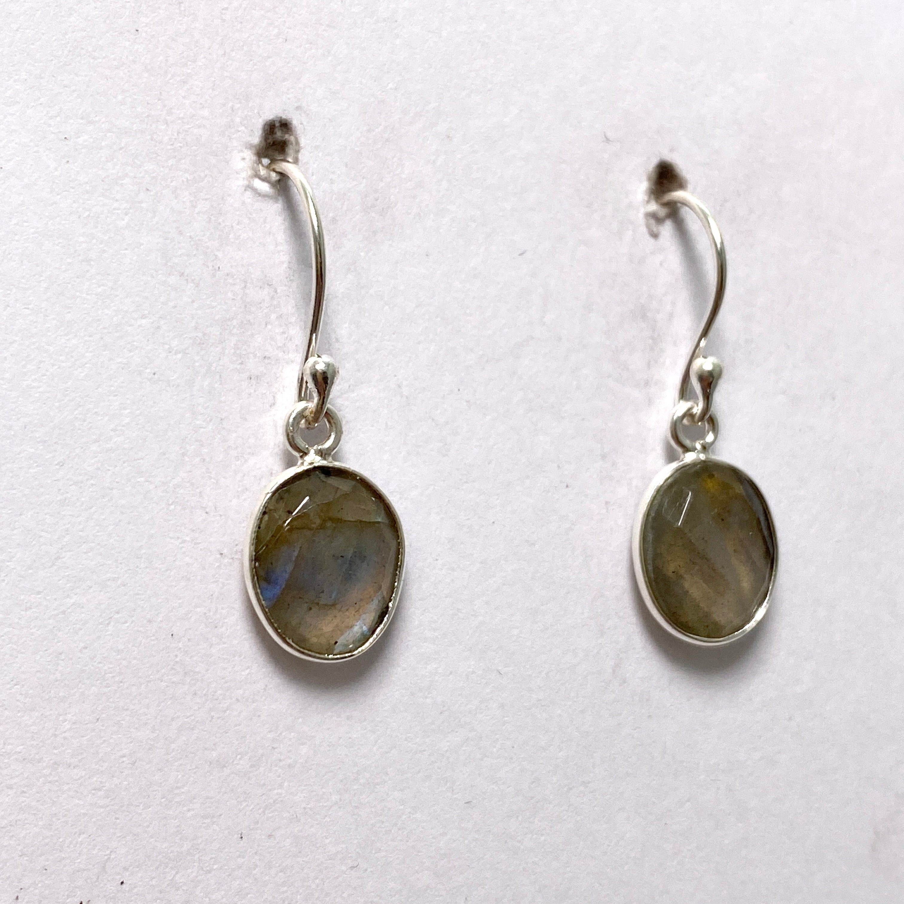 Labradorite Oval Checkerboard Faceted Earrings for Women - Handmade Sterling Silver Dangle Earrings - Perfect for Parties, Weddings & Everyday Wear