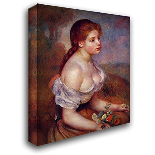 Pierre Auguste Renoir Young Girl with Daisies 20x22 Inch Gallery Wrapped Canvas Art Print - Perfect for Nursery, Bedroom & Living Room Wall Decor