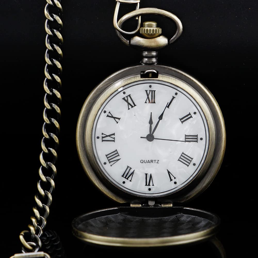 Customizable Smooth Pocket Watch for Men - Personalized Engraved Gift with Chain - Perfect for Father's Day, Weddings & Special Occasions