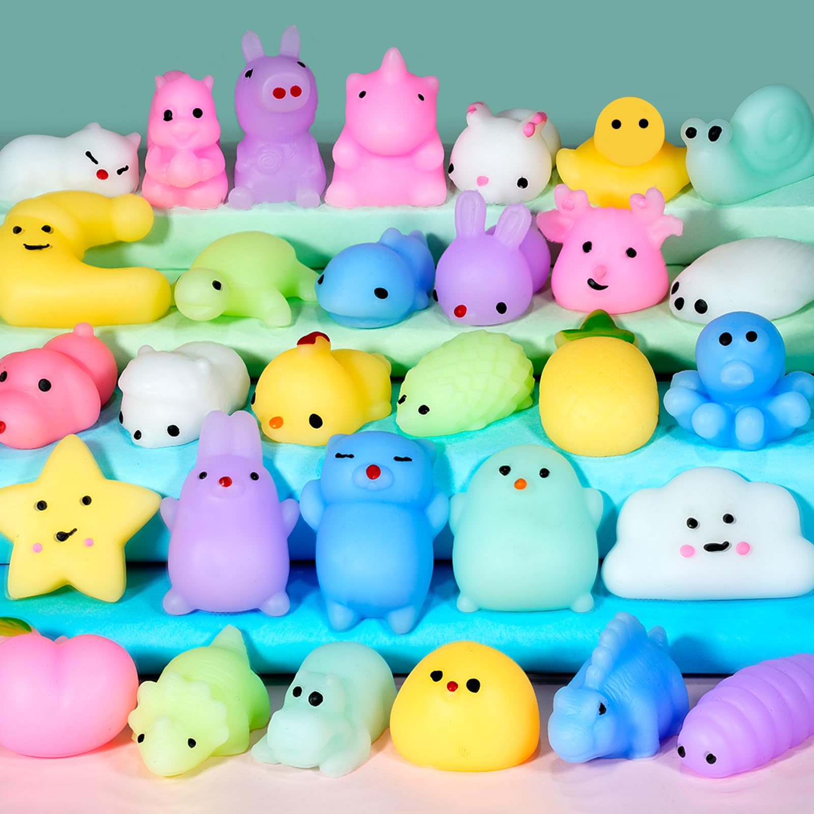 30Pcs Kawaii Squishy Toys - Cute Mochi Animal Stress Relief Toys for Kids, Easter Egg Fillers, Birthday Party Favors, Goodie Bags, Christmas Stocking Stuffers, Piñata Prizes & Classroom Rewards - Perfect for Stress Relief, Sensory Play & Party Gift Giving
