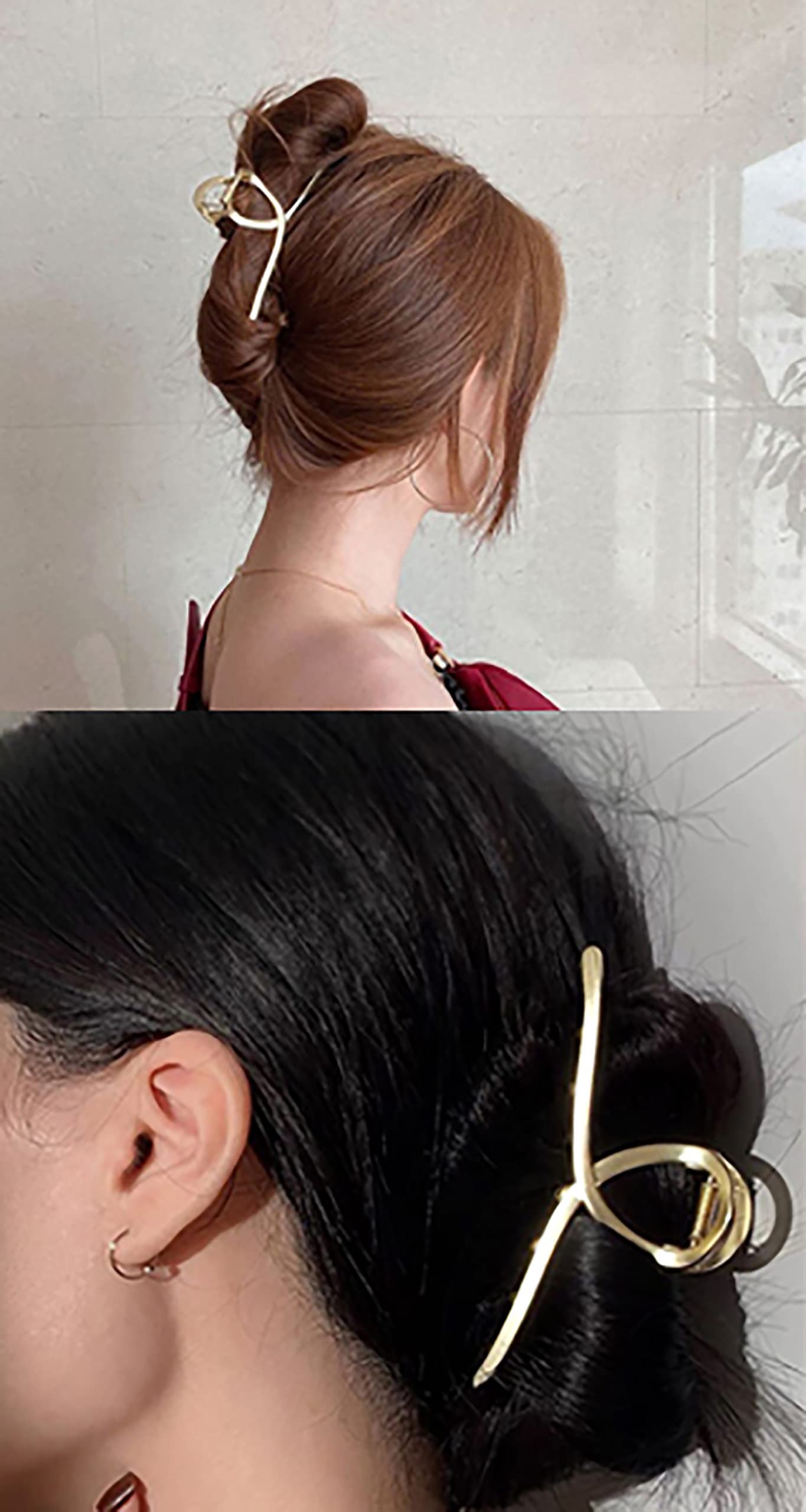 STYLEDOSE Large Metal Hair Clips for Women - 2 Pack Gold Hair Claw Clips for Thick Hair, Strong Hold Hair Clamps for Styling | Perfect for Updos, Ponytails & Everyday Hair Accessories