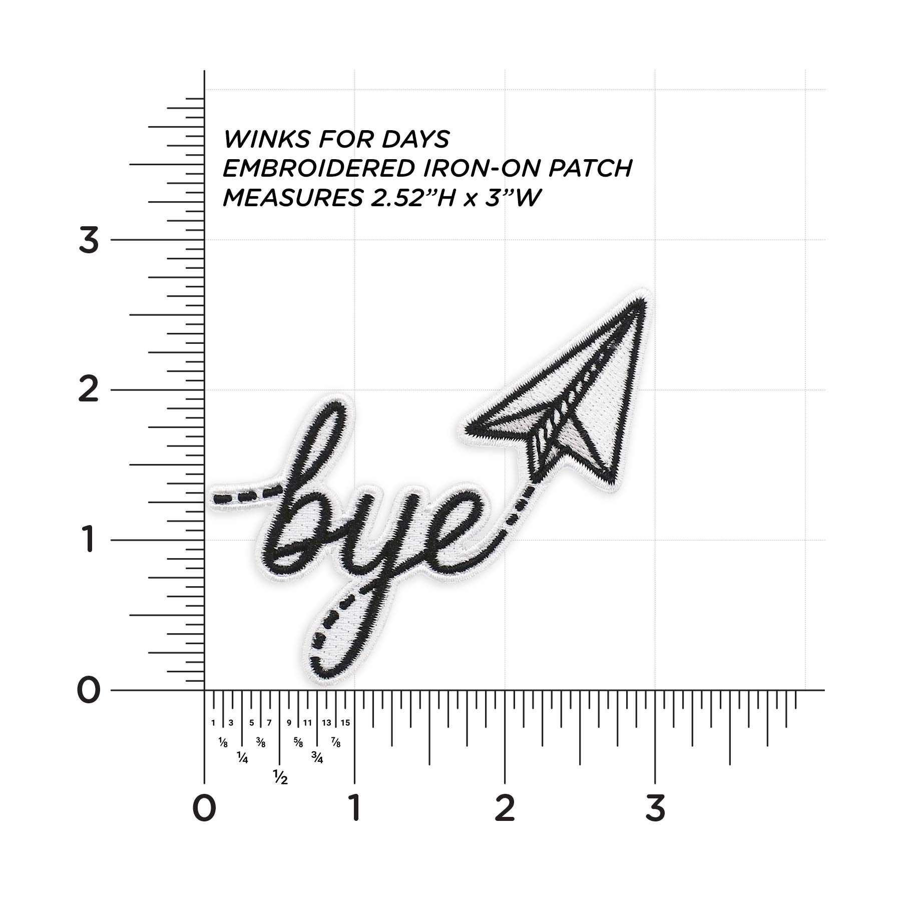 Winks For Days Bye Paper Airplane Embroidered Iron-On Patch - DIY Sewing Applique for Jackets, Bags & Denim - Perfect for Customizing Clothes & Accessories