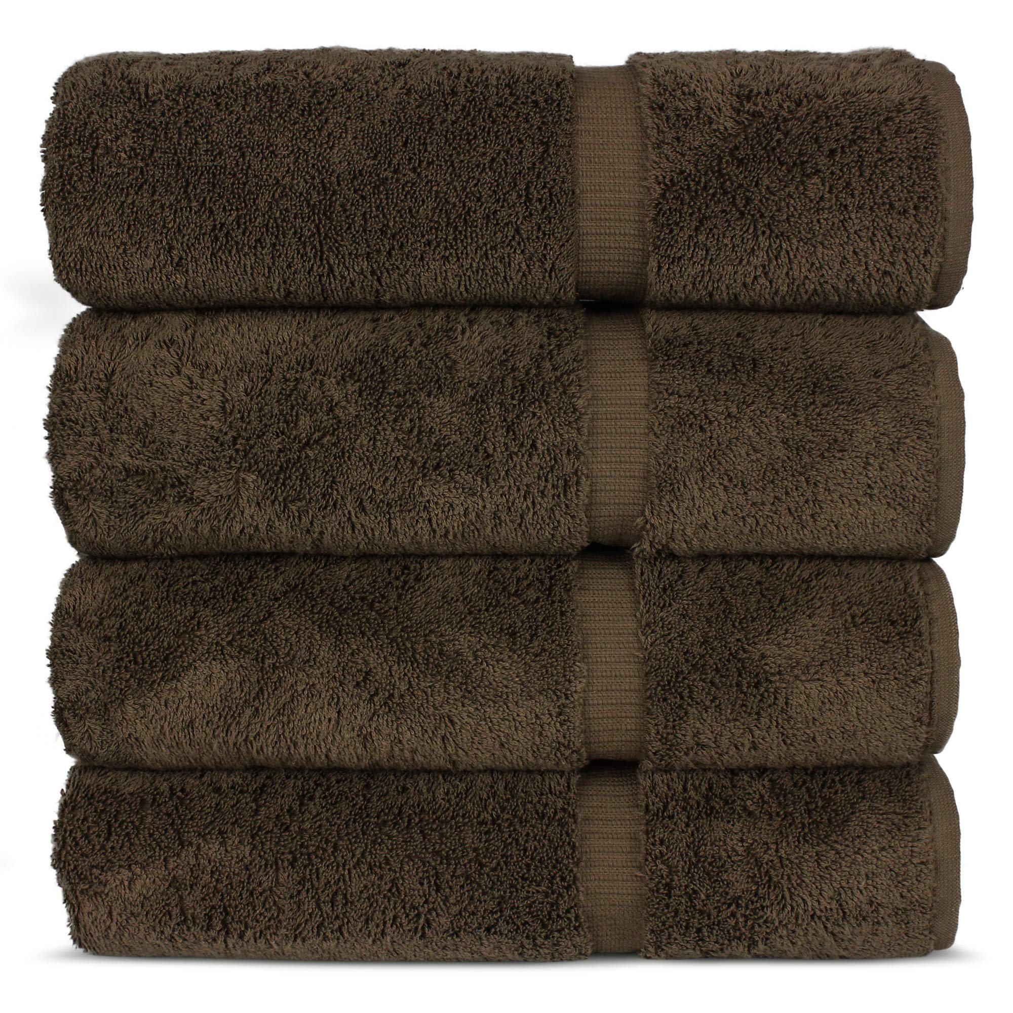 Premium 100% Cotton Turkish Bath Towels Set of 4 - Soft & Absorbent Cocoa Color 27x54 Inch | Luxury Bathroom Linens for Spa, Beach & Home Use