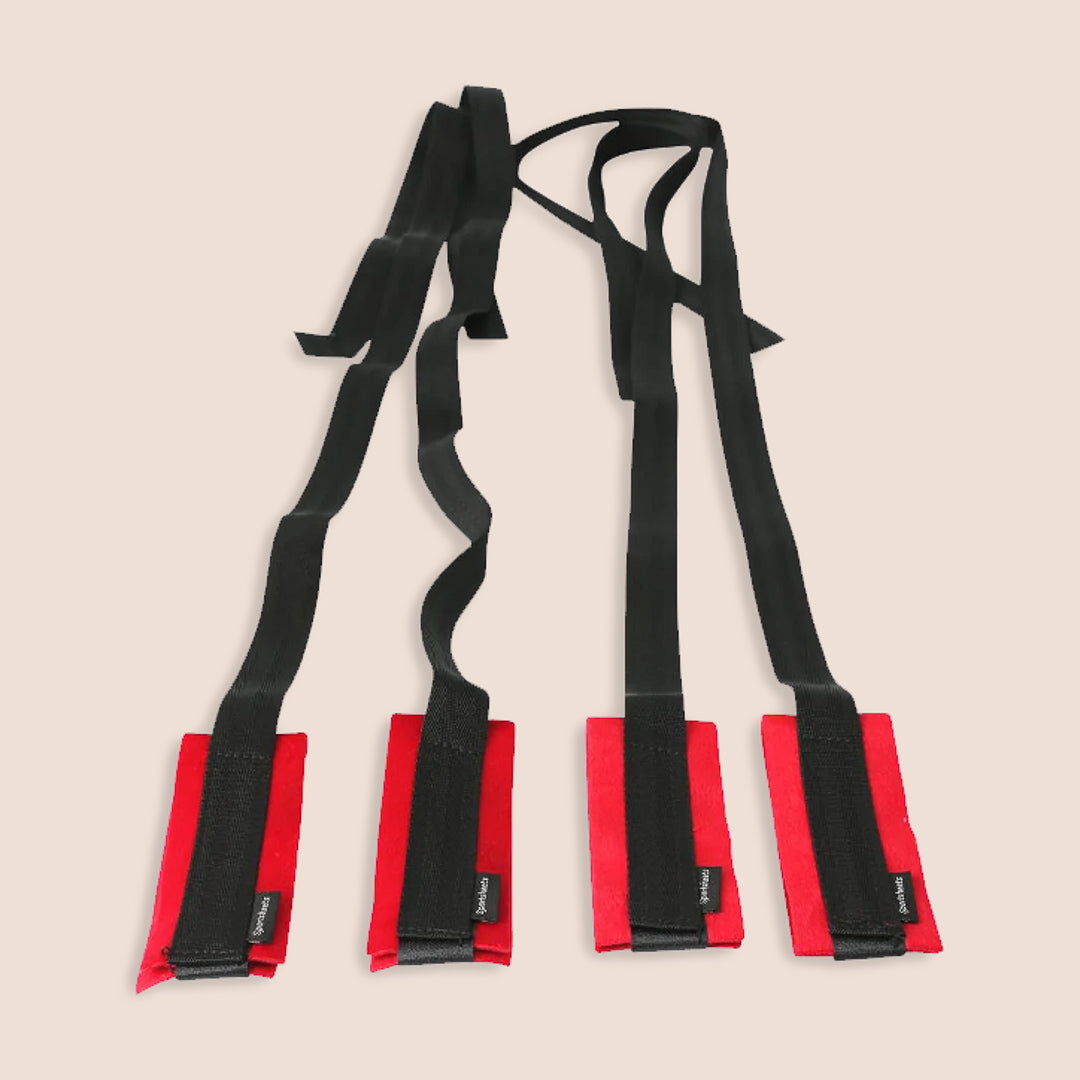 Sportsheets Sexy Submissive Kit - 2 Restraint Sets, Blindfold & Feather Tickler for Couples Play | BDSM Bondage Gear for Sensual Exploration & Spicing Up Your Bedroom