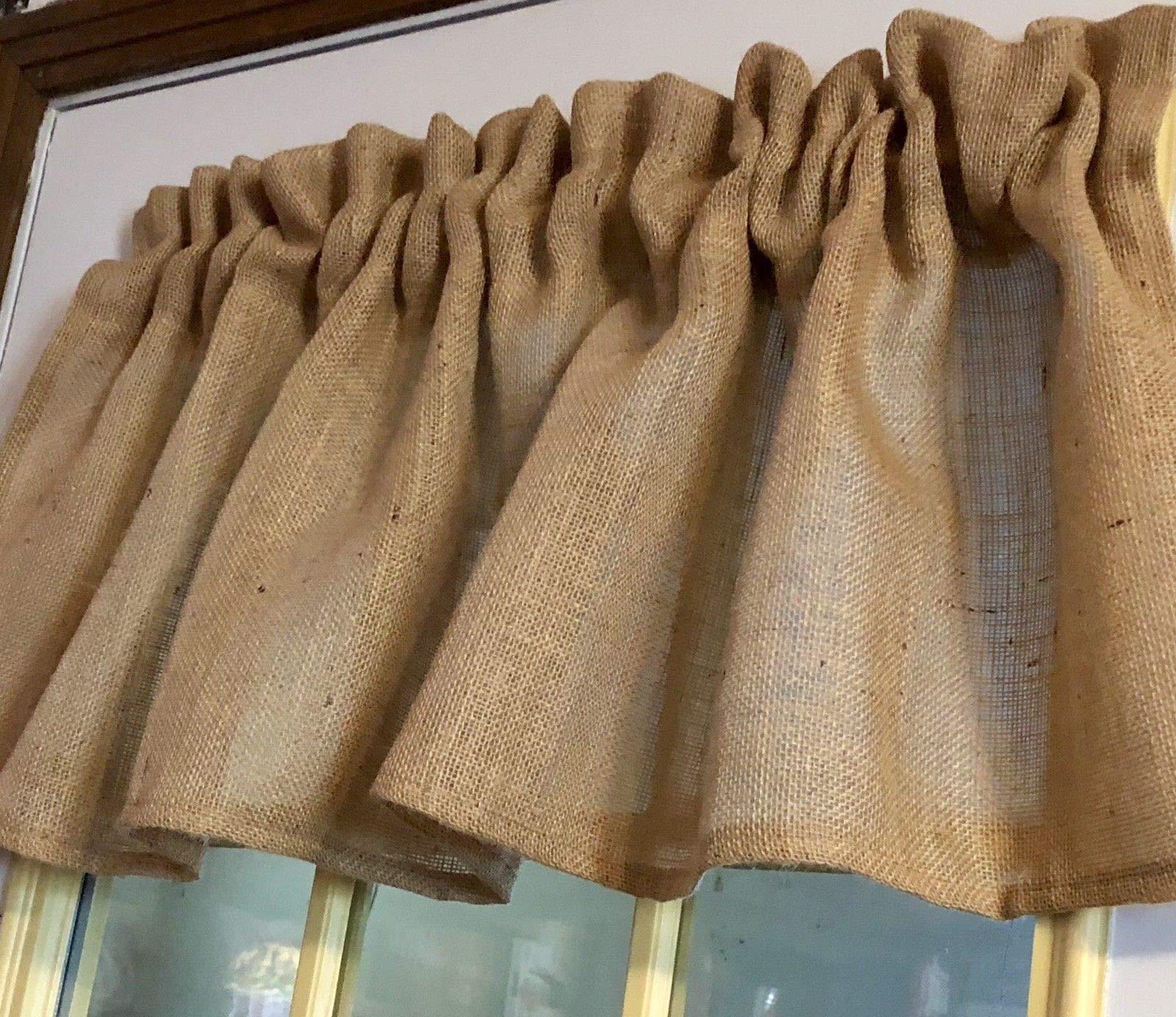 Burlap Curtain Valance 52x15 - Eco-Friendly Potato Bag Decor for Farmhouse Style