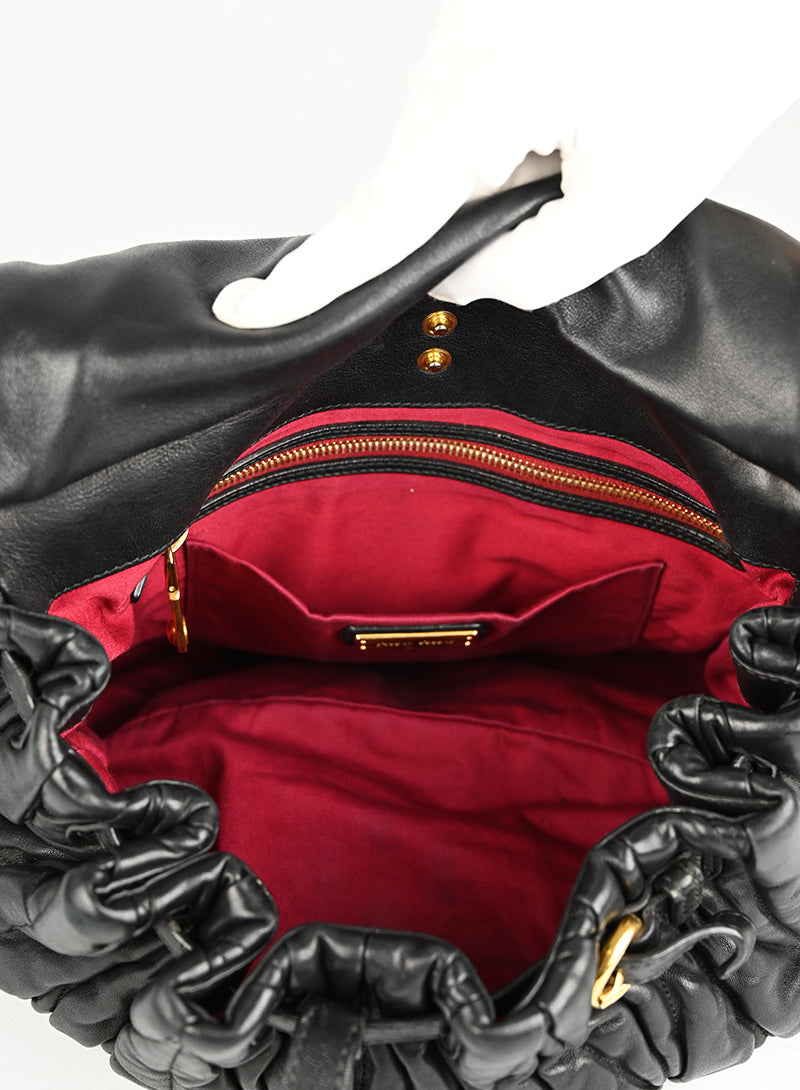 Miu Miu Black Quilted Leather Handbag - Luxury Designer Shoulder Bag for Women, Perfect for Work, Evening Events & Travel