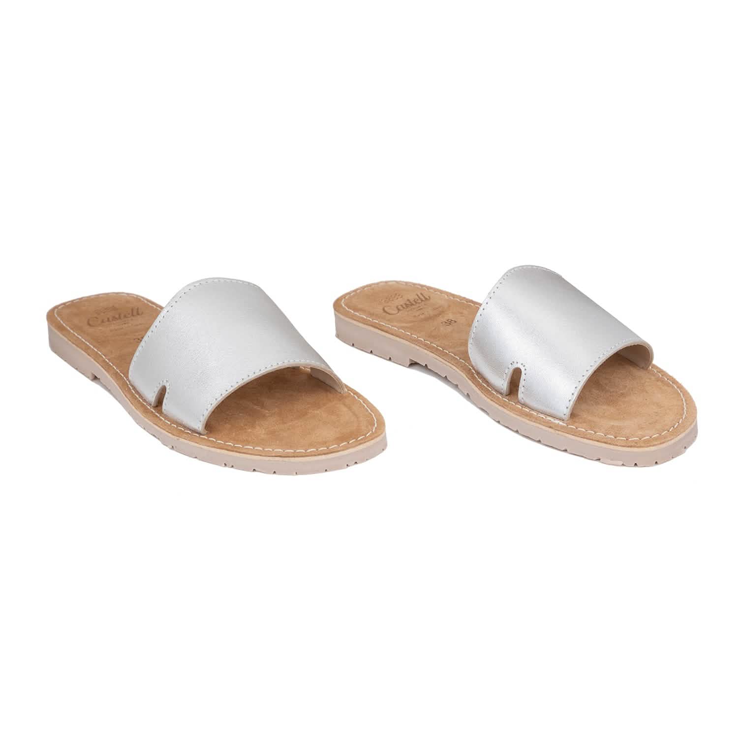 Metallic Leather Menorcan Sandals for Women - Open Toe Comfortable Beach Sandals with Shark ST 2360 A Design | Perfect for Summer Vacations, Beach Outings and Casual Wear