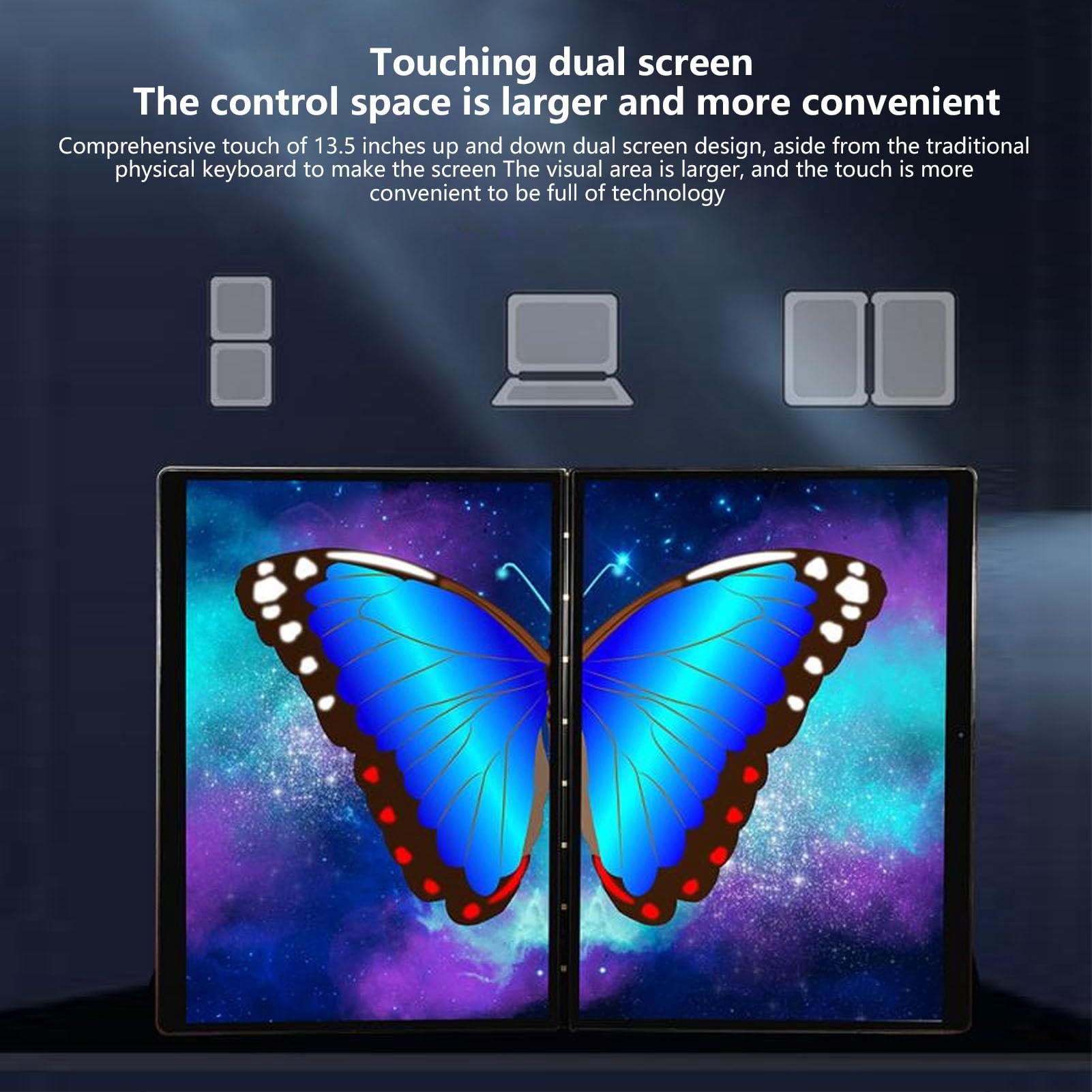Tangxi 2.5K Ultra HD 13.5 Inch Foldable Dual Touchscreen Laptop with 9000mAh Battery, UK Plug - Perfect for Office, Business, Learning, and Remote Work