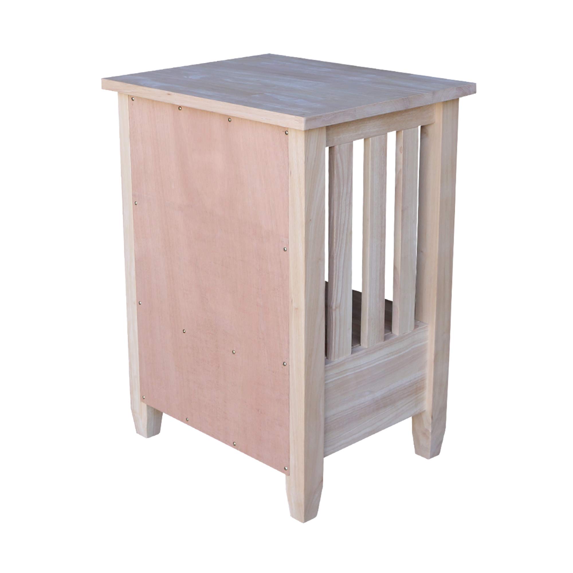 Unfinished International Concepts Mission Tall End Table - Solid Wood Side Table for Living Room, Bedroom, or Office - Perfect for Home Decor and Storage