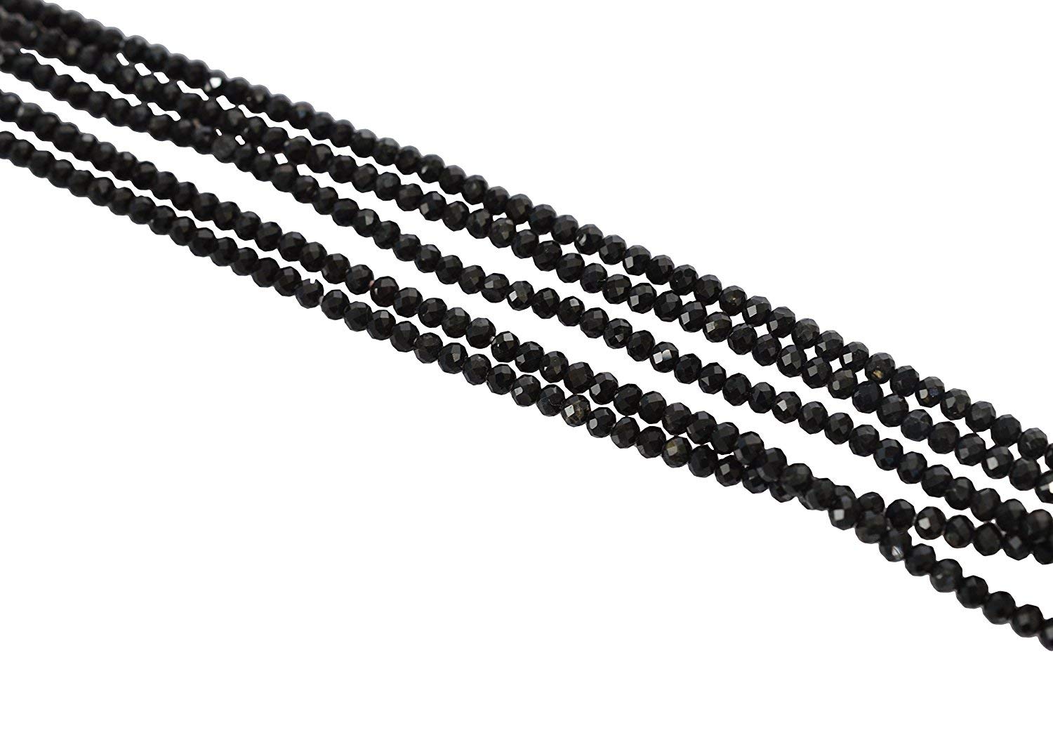 Black Tourmaline Faceted Rondelle Loose Beads - Premium Israel Cut Gemstone Strand for Jewelry Making (Wholesale) - Perfect for Necklaces, Bracelets & DIY Craft Projects