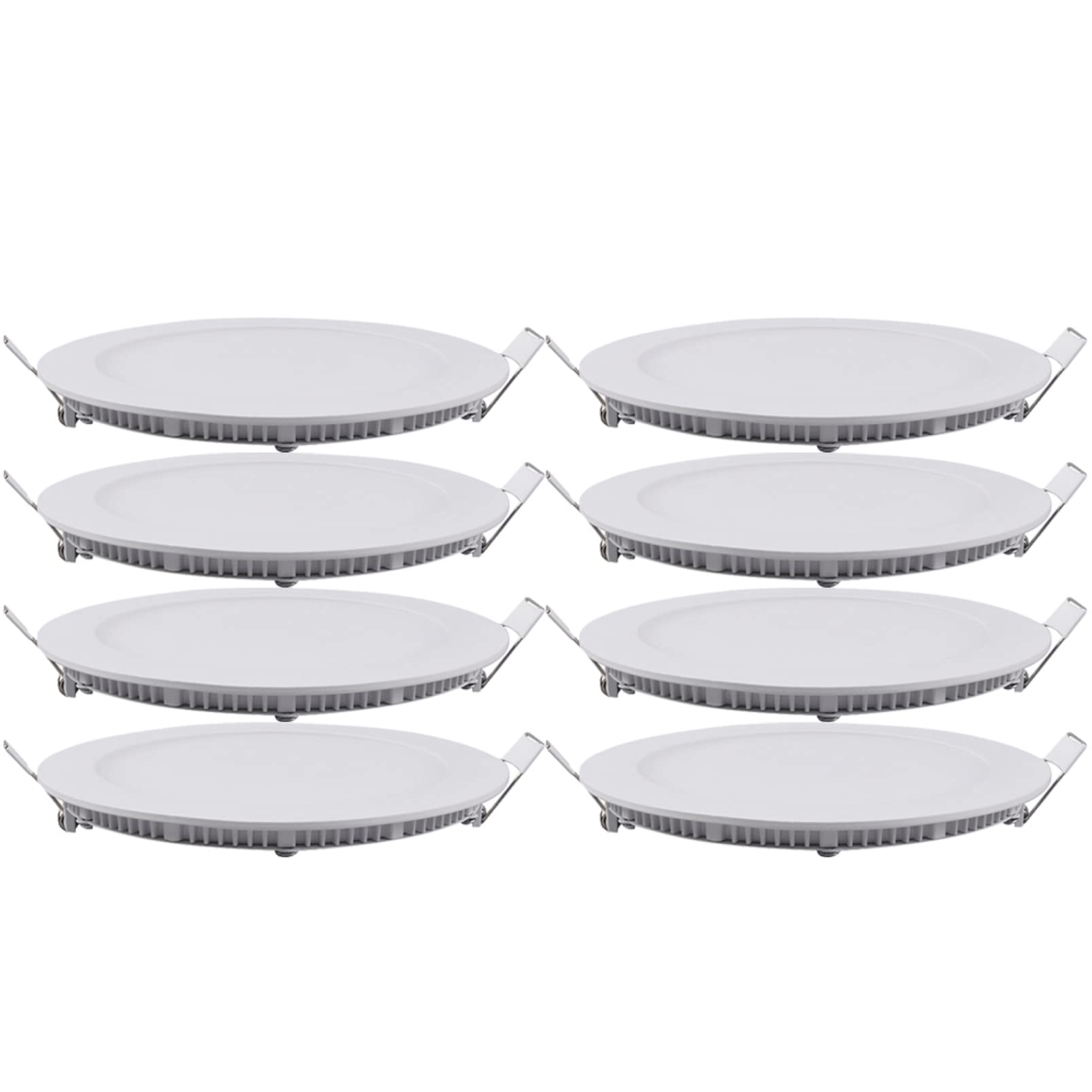 8 Pack 12W LED Flat Panel Round Recessed Downlights - 720 Lumens, 6500K Cool White, Flush Mount Ceiling Lights - Energy Efficient LED Panel Lights for Bathroom, Kitchen, Living Room & Office - AC85-265V Wide Voltage