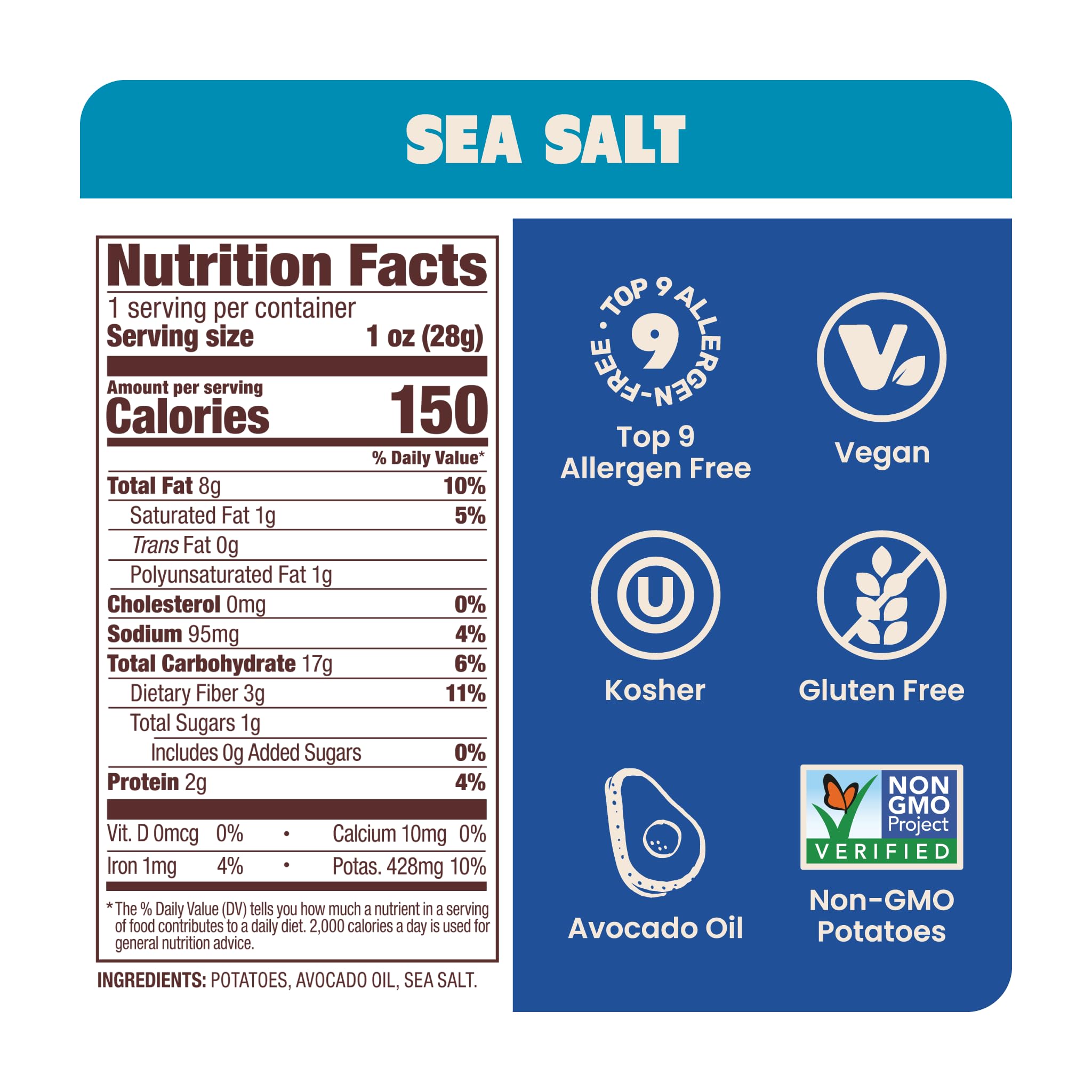 Jackson’s Classic Kettle Chips with Sea Salt – 1oz Bags (Pack of 15) – Made with Premium Avocado Oil – Gluten Free, Vegan, Kosher & Allergen-Friendly Snacks – Perfect for Parties, School Lunches & On-the-Go Snacking – Shark Tank Featured Product
