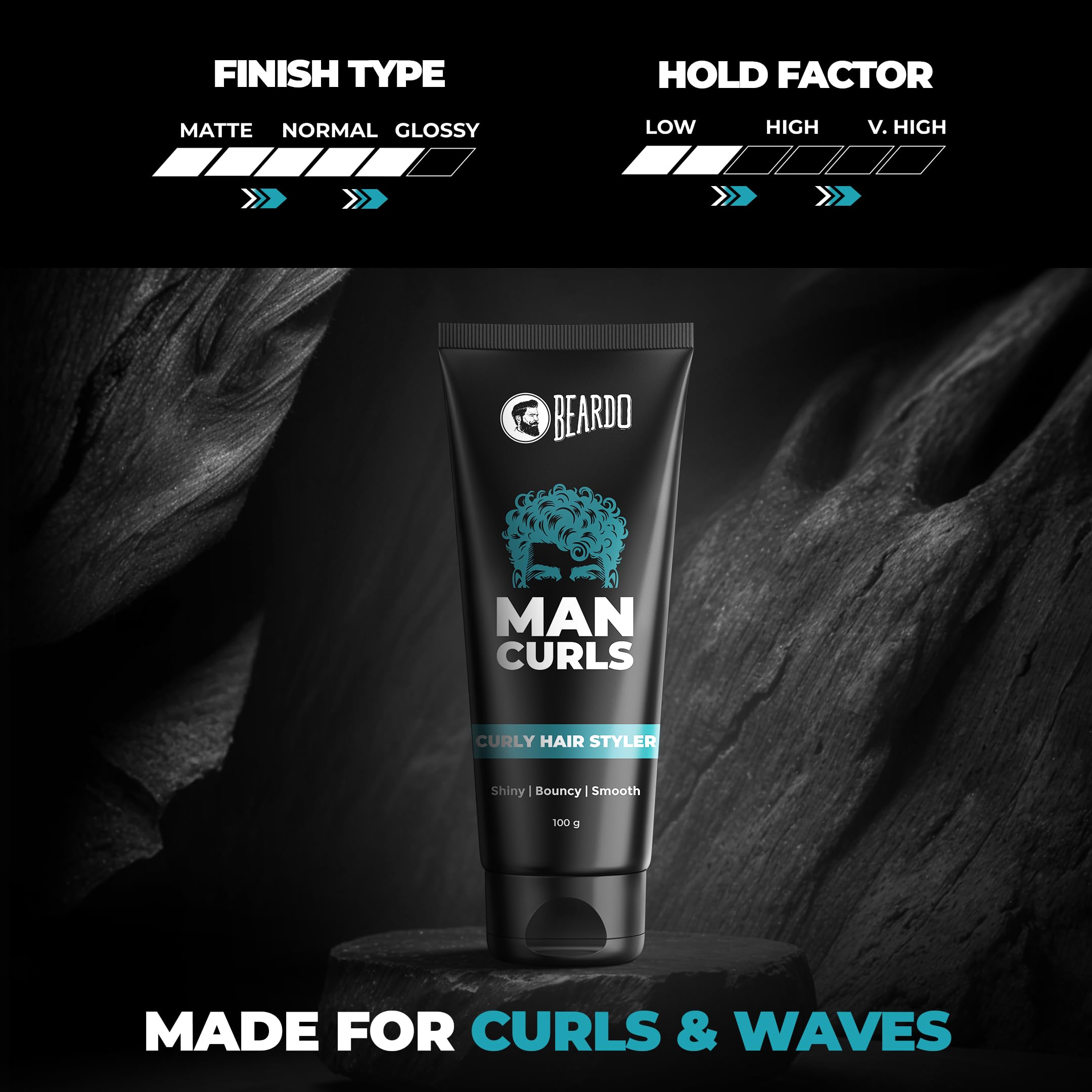 Beardo Man Curls 100g | Natural Flaxseed Gel for Defined Curly Hair | Bouncy & Shiny Styling Cream for Men & Women | Leave-in Conditioner for Daily Hair Care | Perfect for Workouts, Dates & Professional Styling